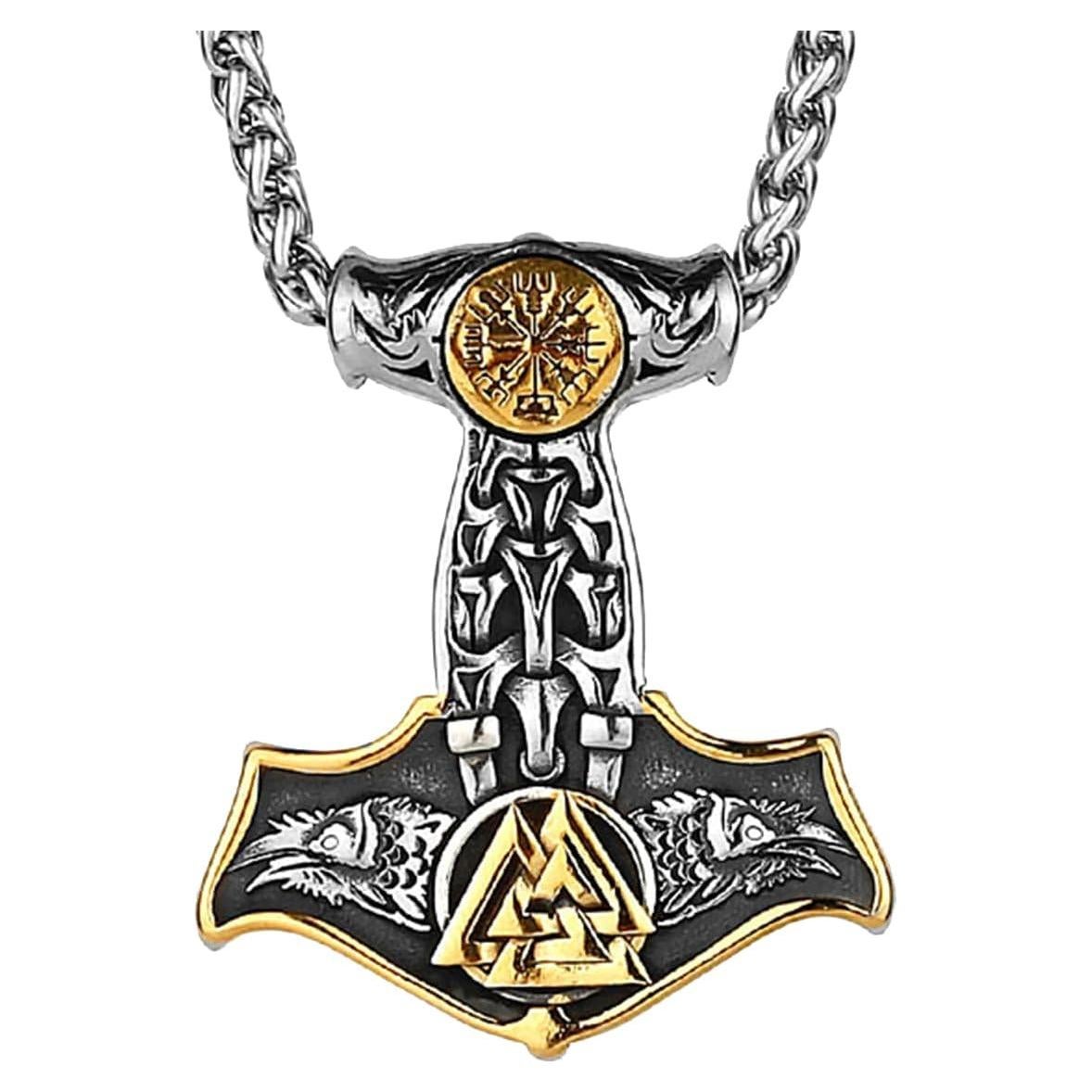 Collar Martillo de Thor Lobon Vikingos Acero Inoxidable 60 cm