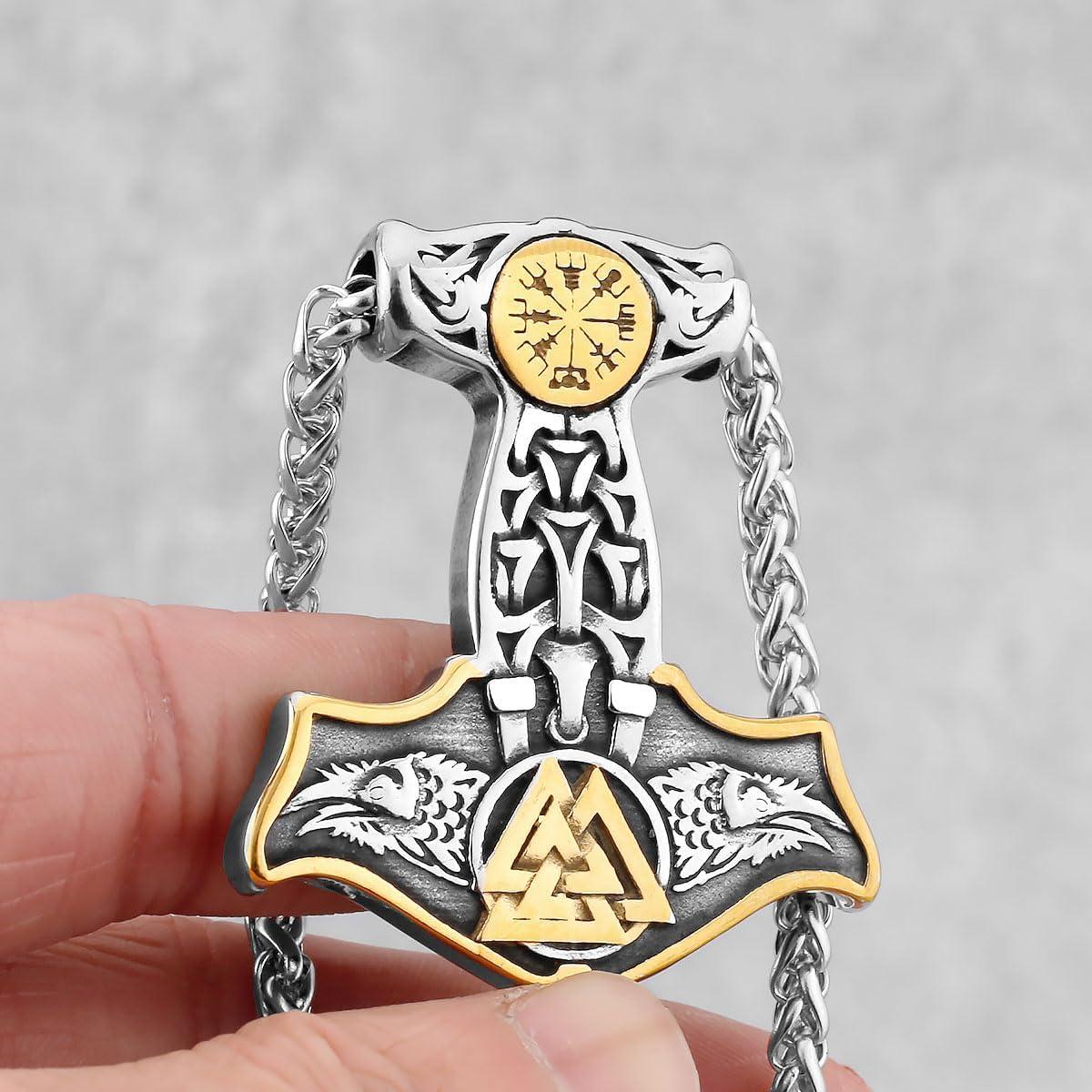 Collar Martillo de Thor Lobon Vikingos Acero Inoxidable 60 cm