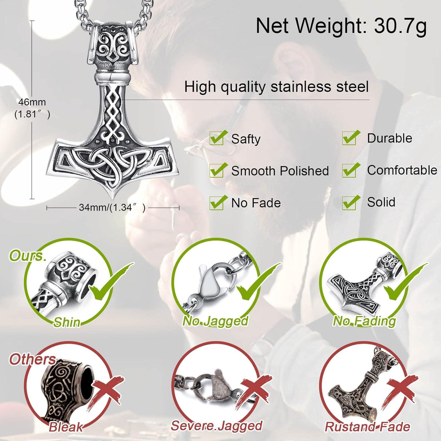 Collar Martillo de Thor Viking Hisatan Acero Inoxidable 61 cm