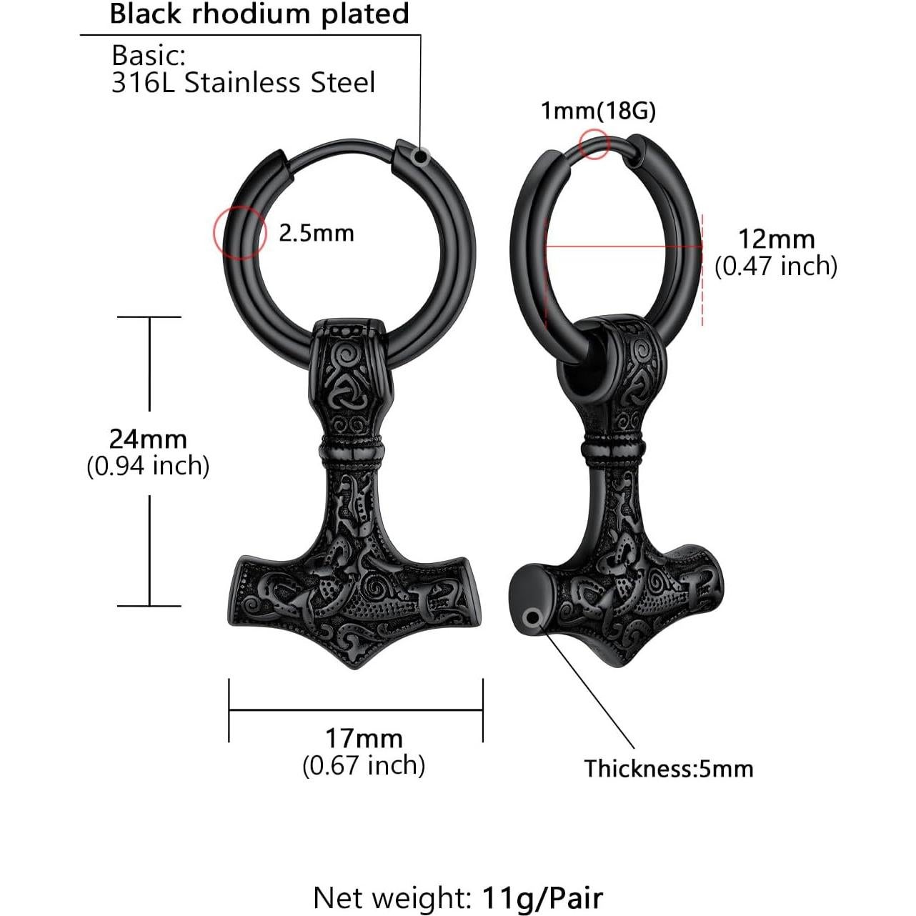 Pendientes Vikingos Masculinos Supcare Acero Inoxidable