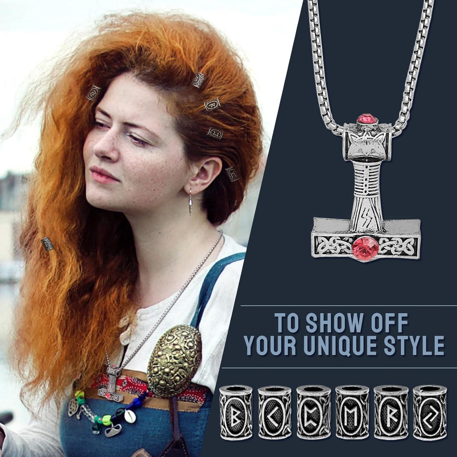 30 Piezas Collar Runas Vikingas Fscwlmon Amuleto Protección 60cm