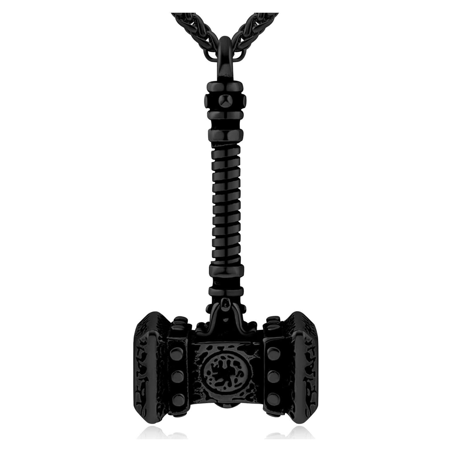 Collar de Martillo de Thor Oaldilee Joyería Acero Inoxidable Negro