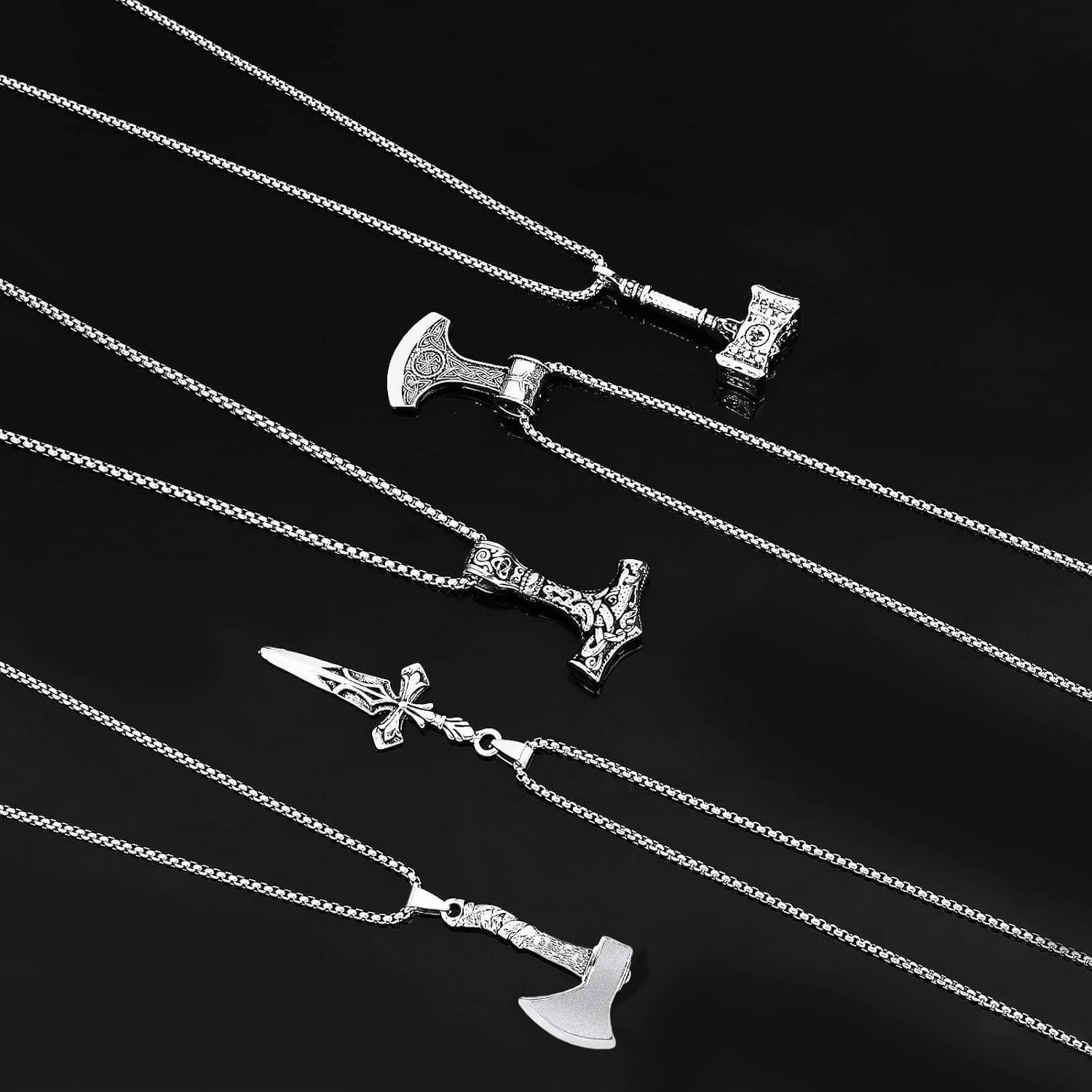 Collares Vikingos de Acero Inoxidable NEWITIN - 6 Piezas Unisex