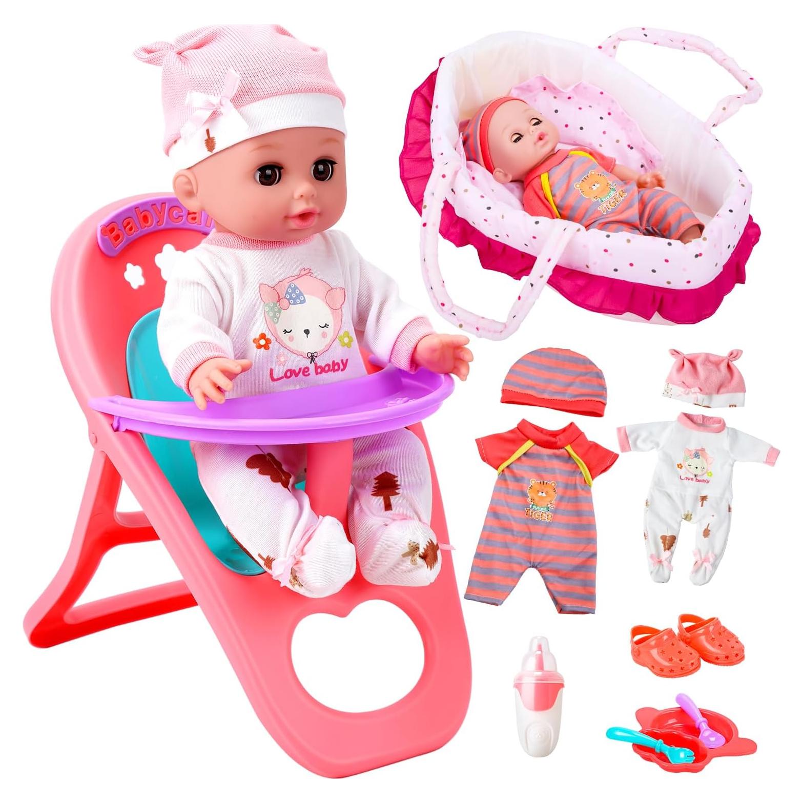 Muñeca CUTE STONE 30 cm con Cuna y Accesorios para Niñas