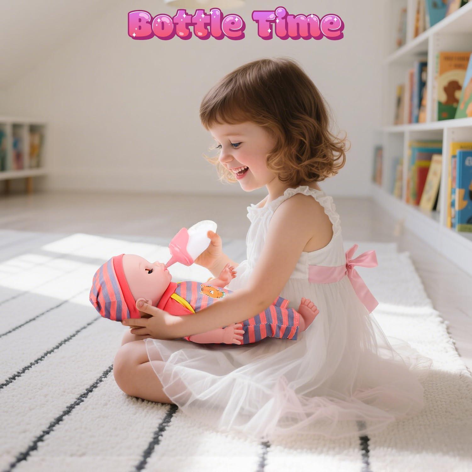 Muñeca CUTE STONE 30 cm con Cuna y Accesorios para Niñas