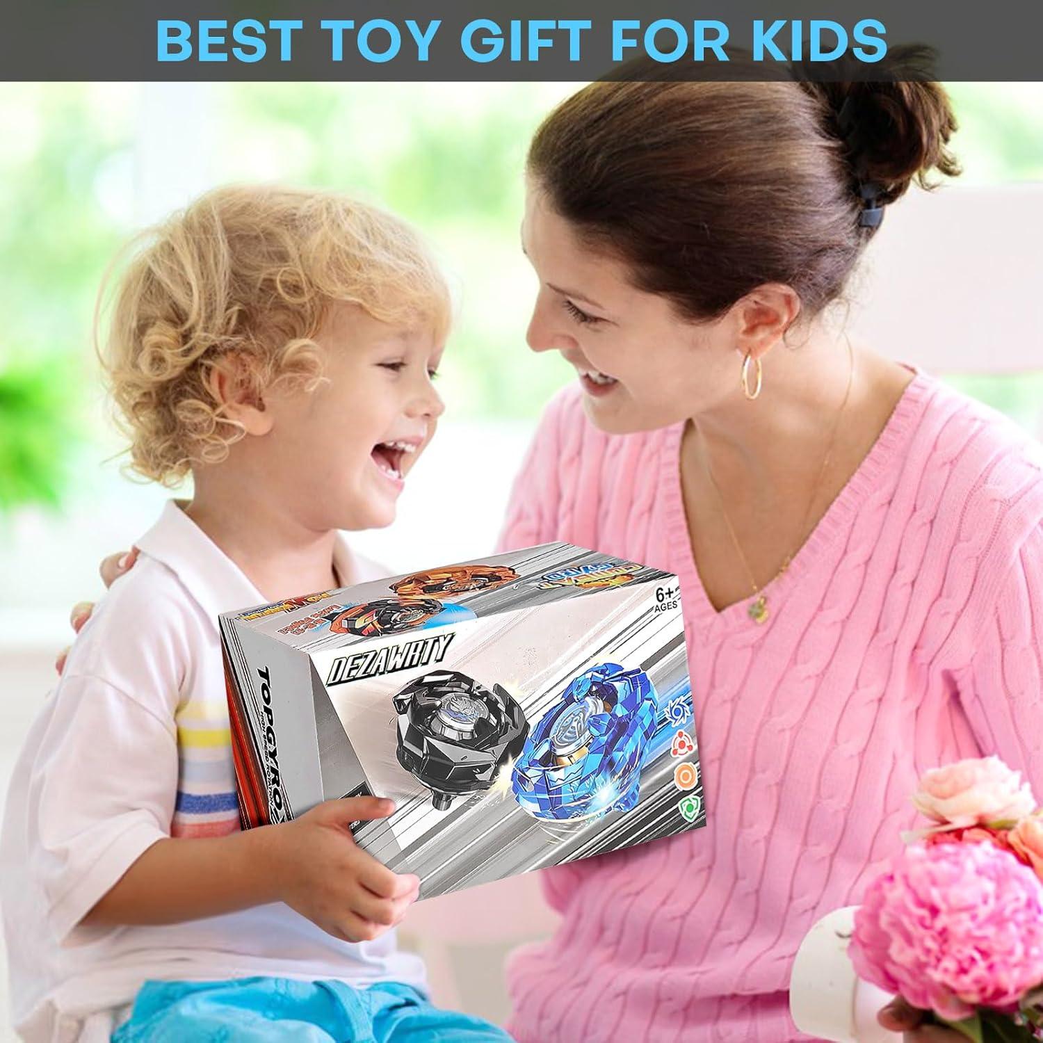 Conjunto de Batalla DEZAWRTY - 12 Trompos Giratorios y 3 Lanzadores