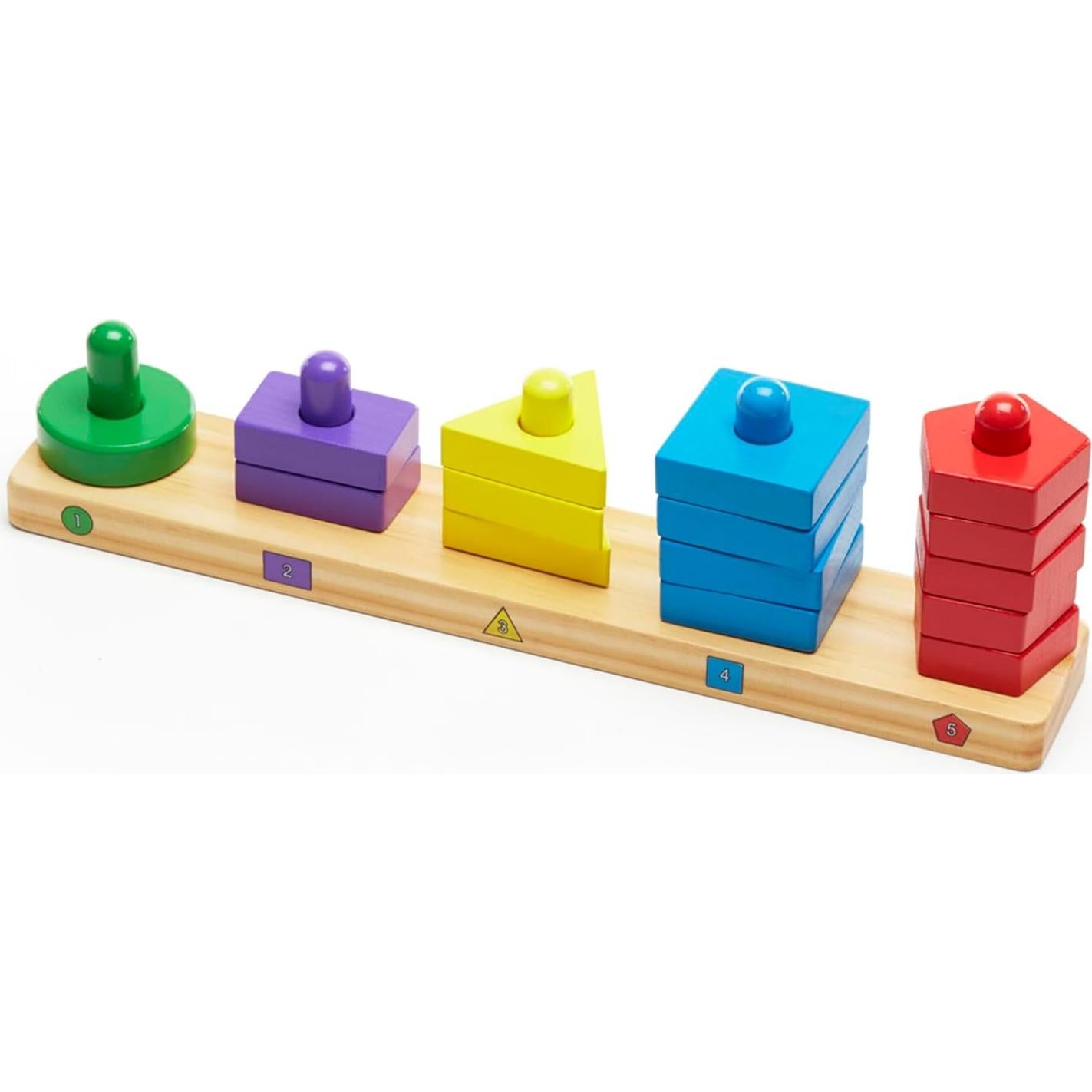 Tablero de Apilar y Clasificar Melissa & Doug - Juguete Educativo de Madera 15 Piezas