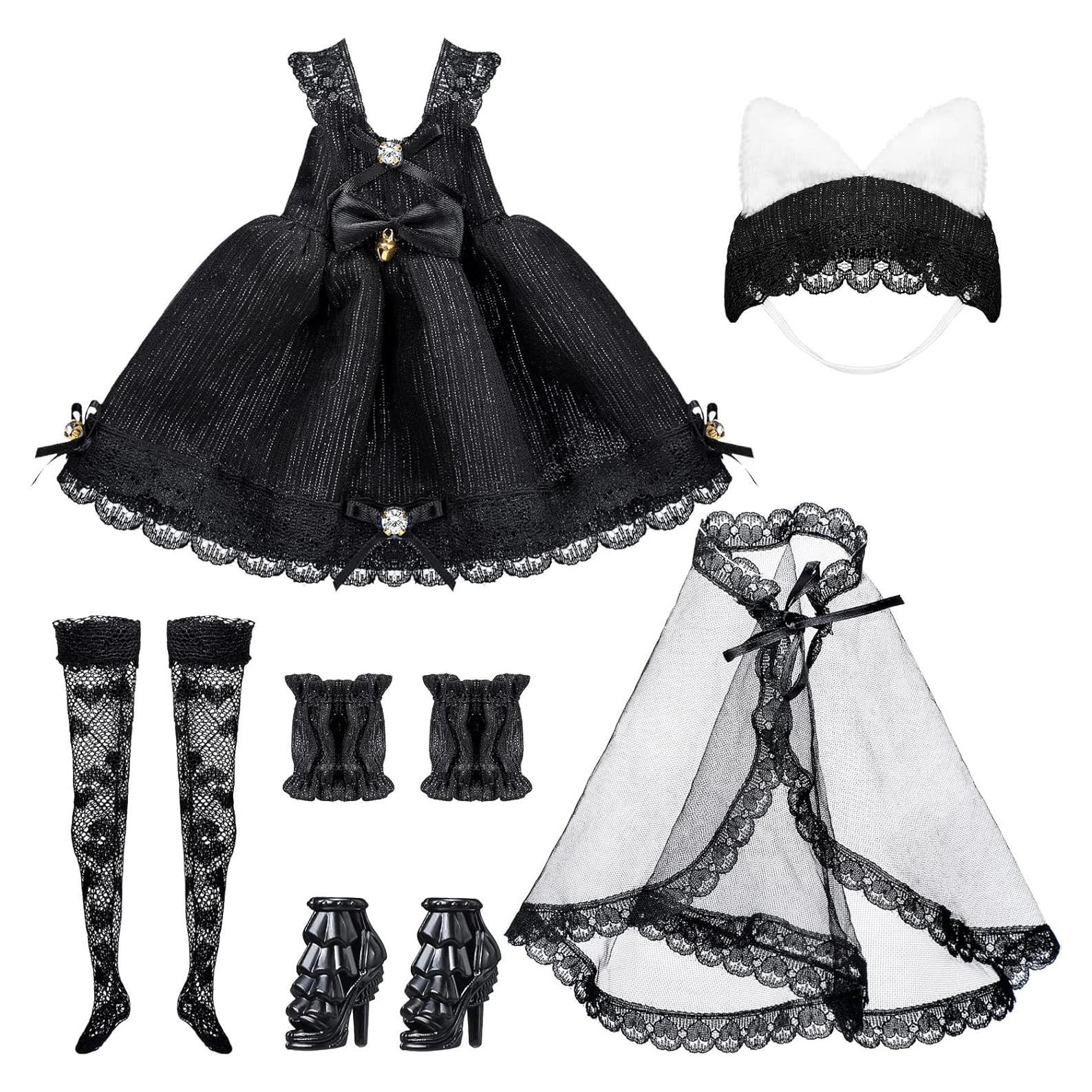 Conjunto de Ropa Gótica para Muñeca 30 cm Wettarn