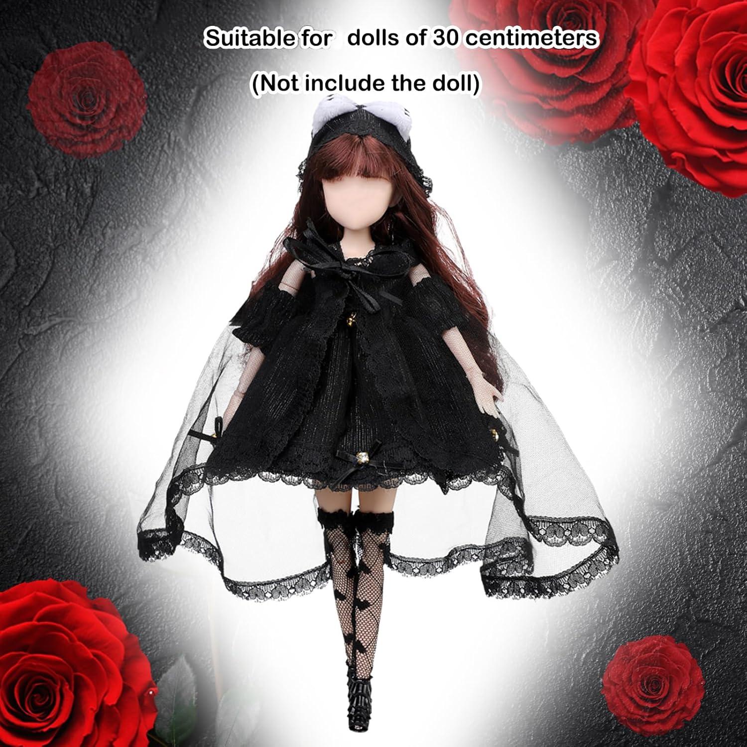 Conjunto de Ropa Gótica para Muñeca 30 cm Wettarn