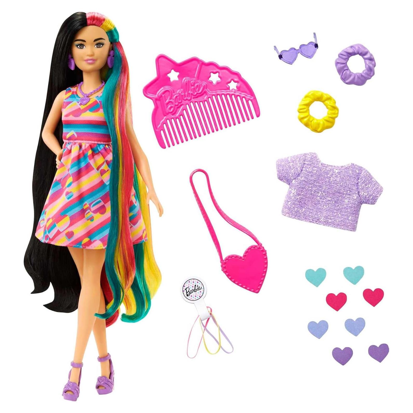 Muñeca Barbie Pelo Totalmente Corazón 21.5 cm 15 Accesorios