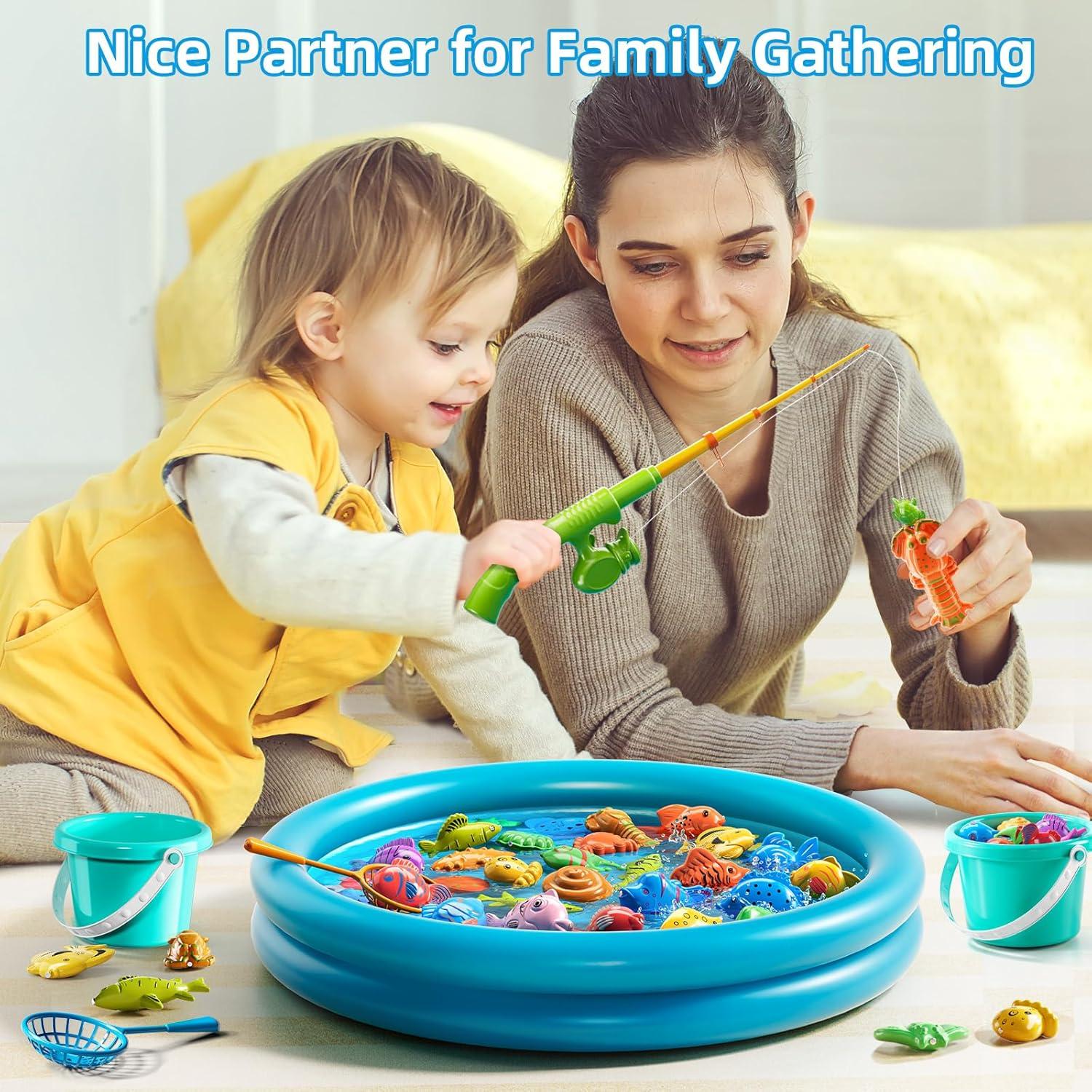 Juego de Pesca Magnética JUKUDAHU con Piscina Inflable 51 Peces