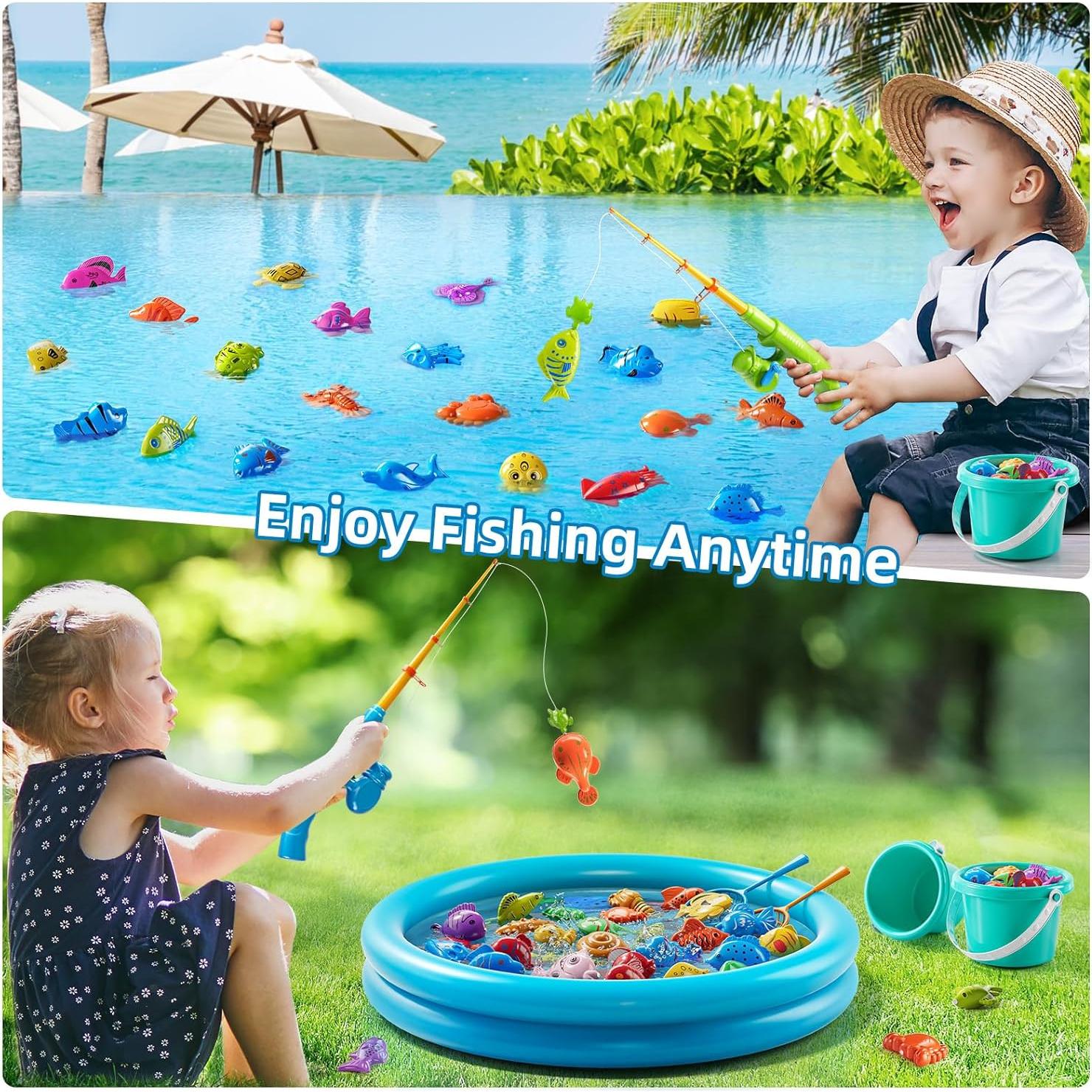 Juego de Pesca Magnética JUKUDAHU con Piscina Inflable 51 Peces