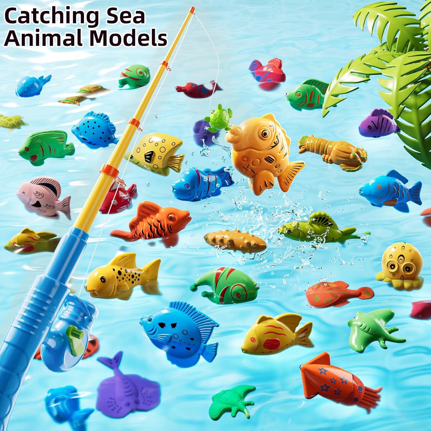 Juego de Pesca Magnética JUKUDAHU con Piscina Inflable 51 Peces