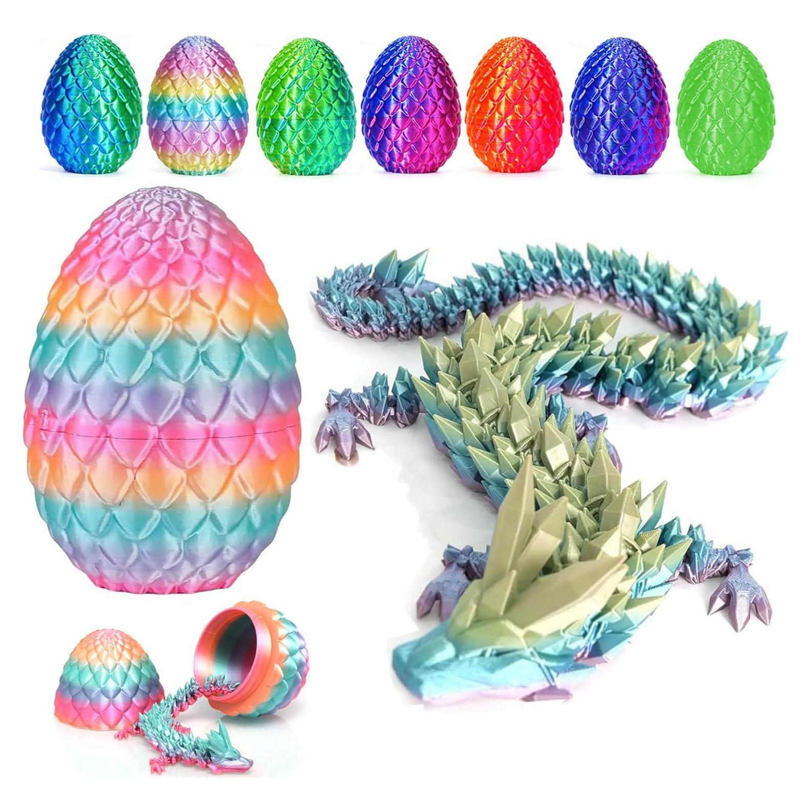 Huevo de Dragón 3D con Dragón Articulado - Multicolor 12.7 cm