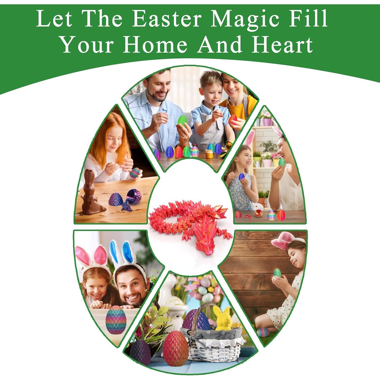 Huevo de Dragón 3D con Dragón Articulado - Multicolor 12.7 cm