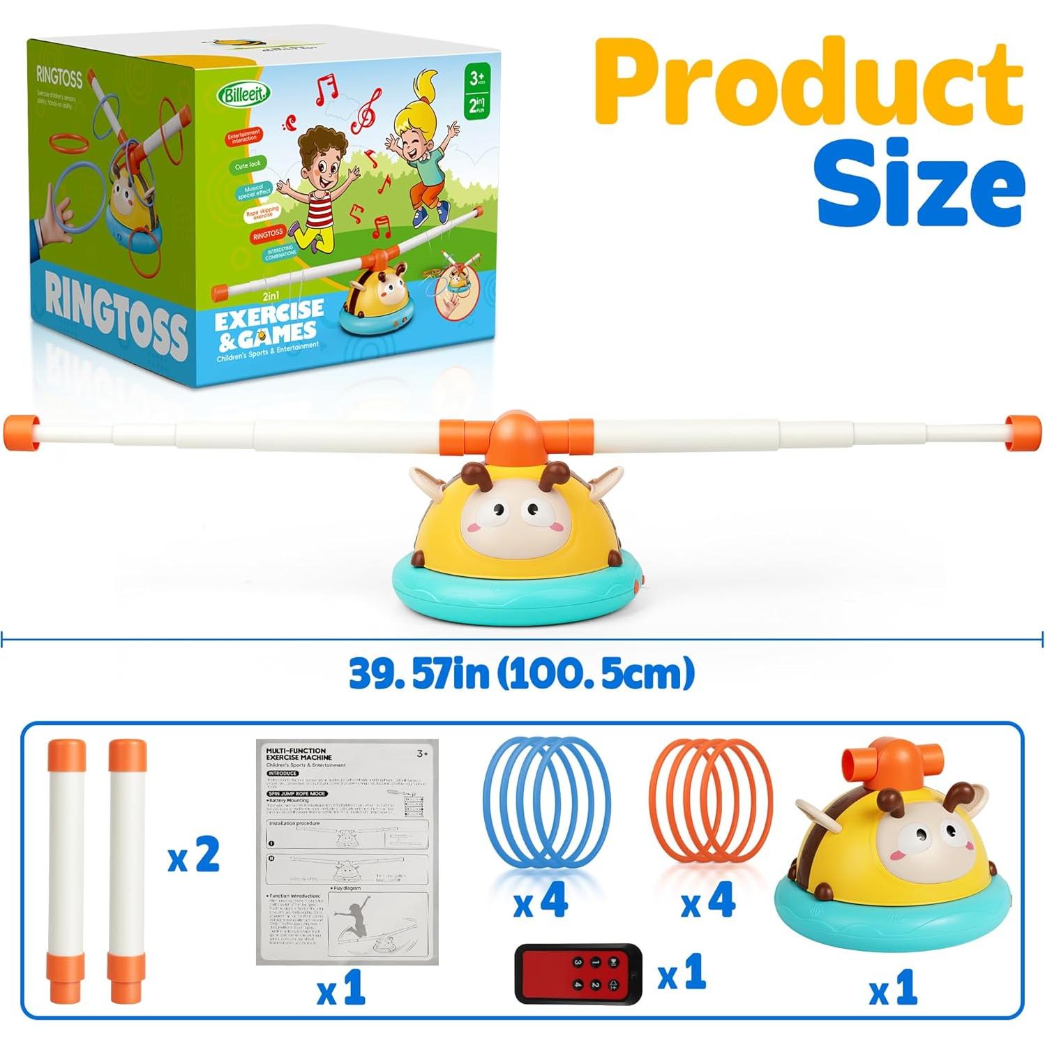 Juego de Anillos Musical 2-en-1 Billeeit para Niños 3-8 Años