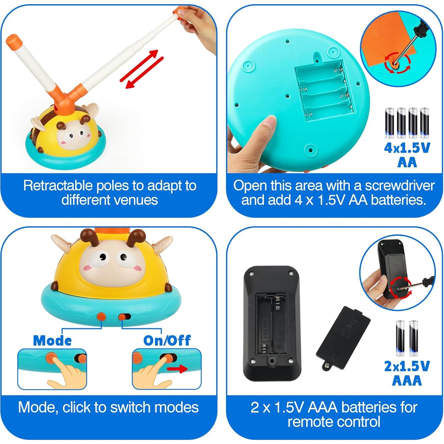 Juego de Anillos Musical 2-en-1 Billeeit para Niños 3-8 Años