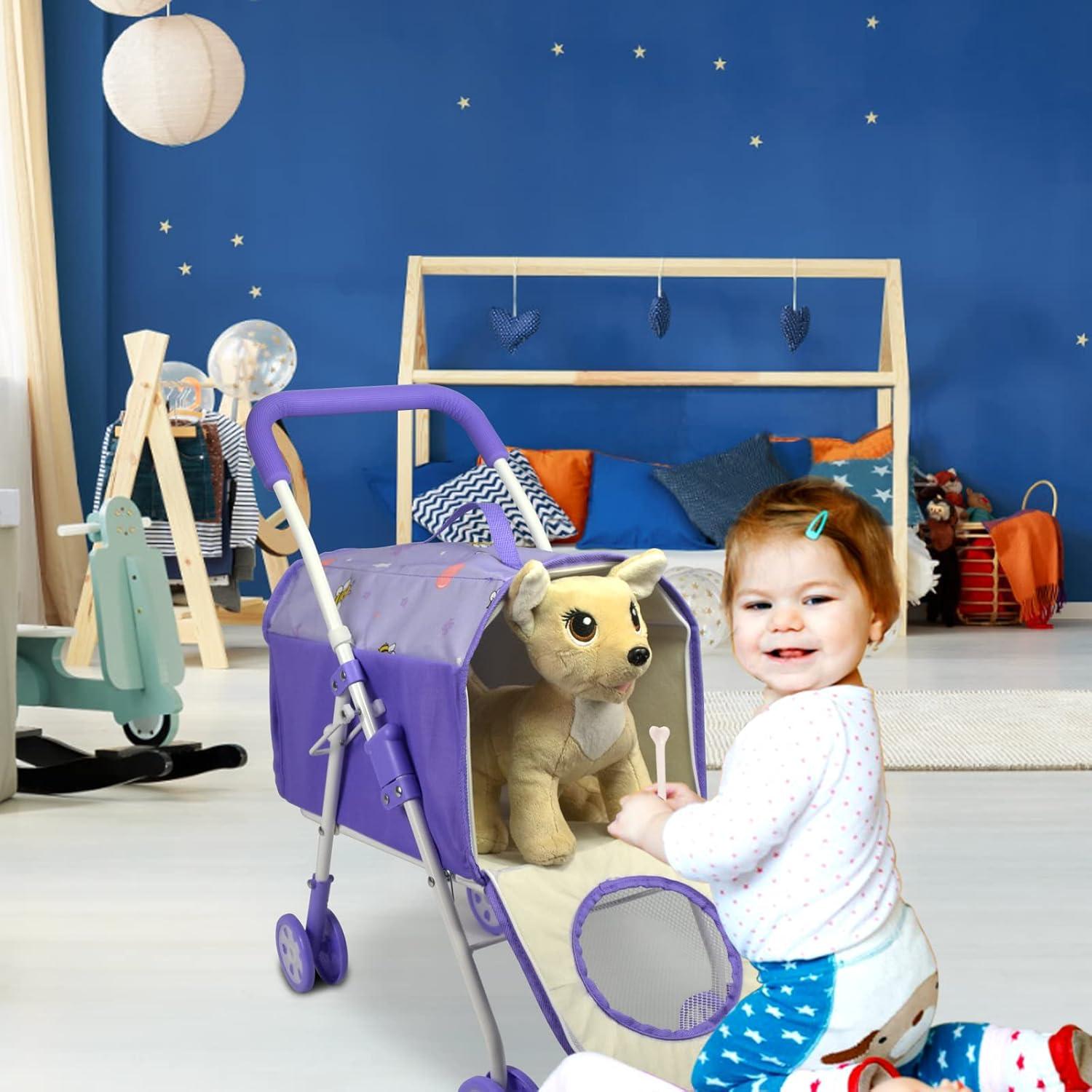 Carrito de Mascotas ANIVIA con Juguete de Perro Púrpura