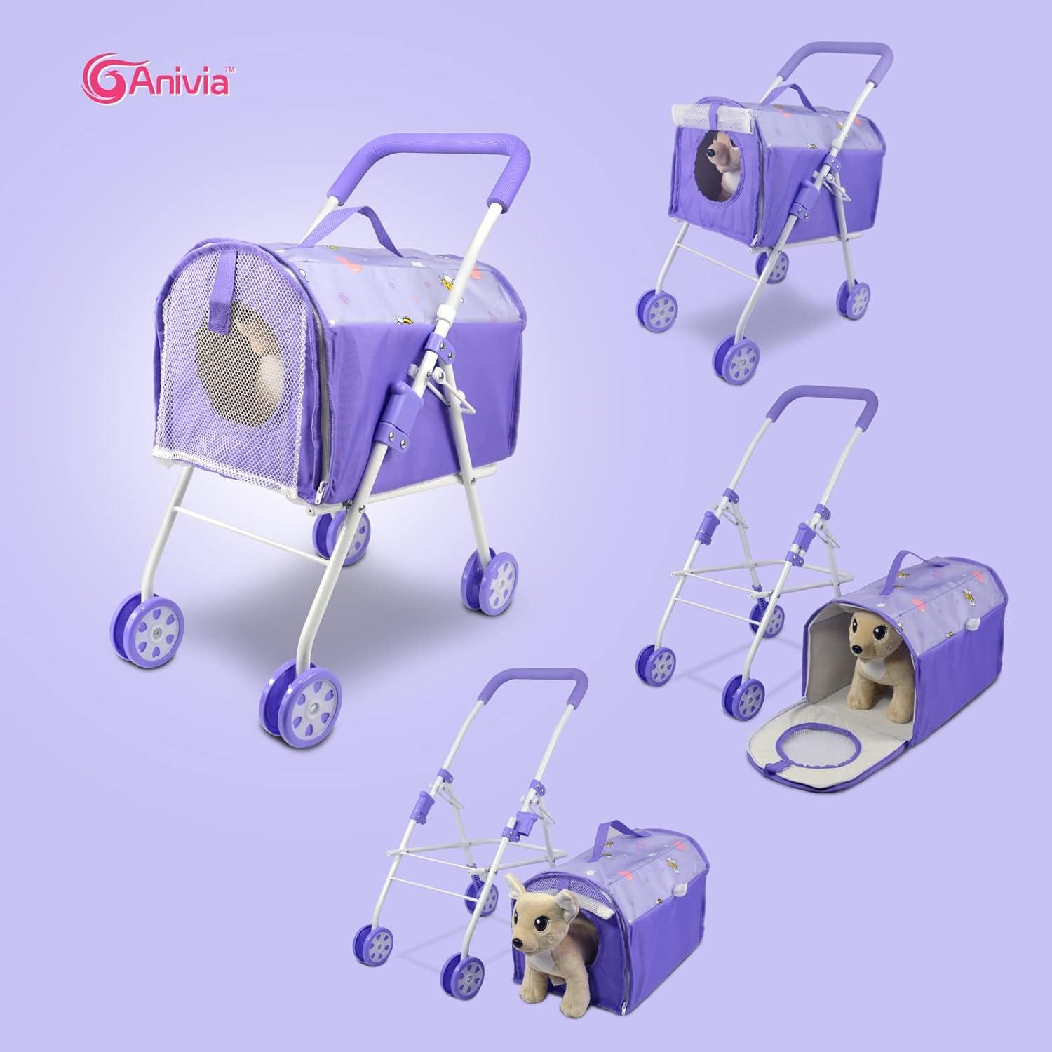 Carrito de Mascotas ANIVIA con Juguete de Perro Púrpura