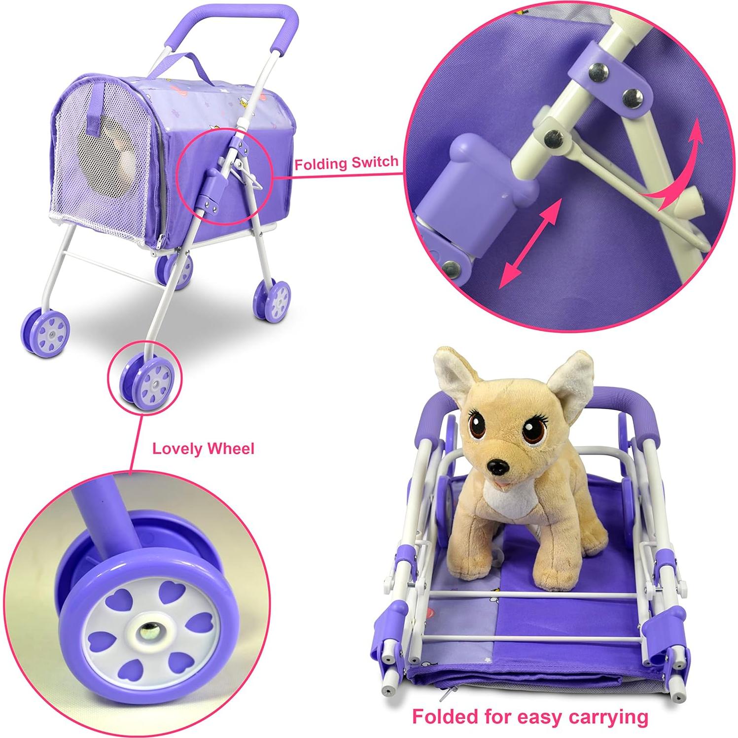 Carrito de Mascotas ANIVIA con Juguete de Perro Púrpura