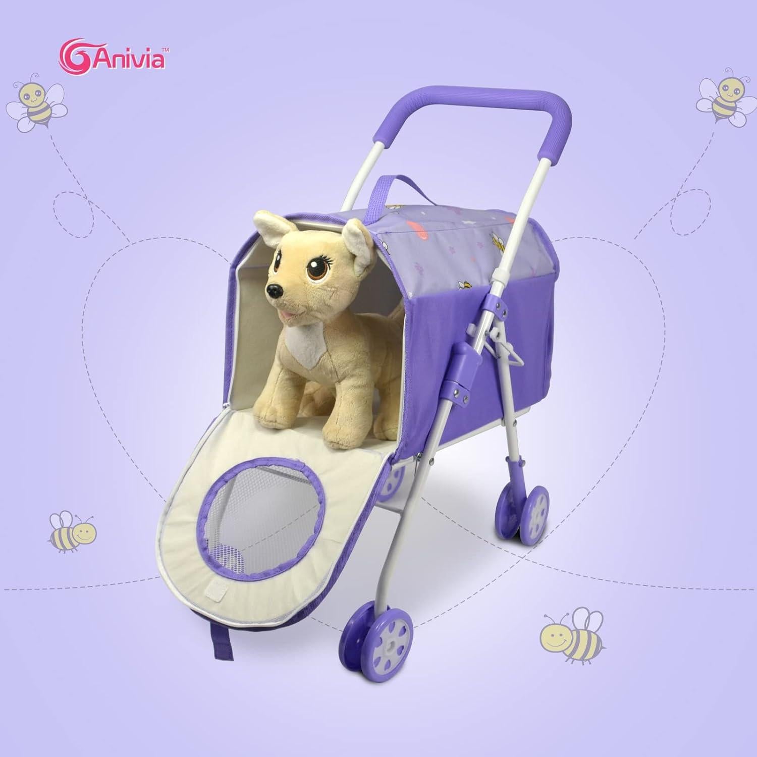 Carrito de Mascotas ANIVIA con Juguete de Perro Púrpura