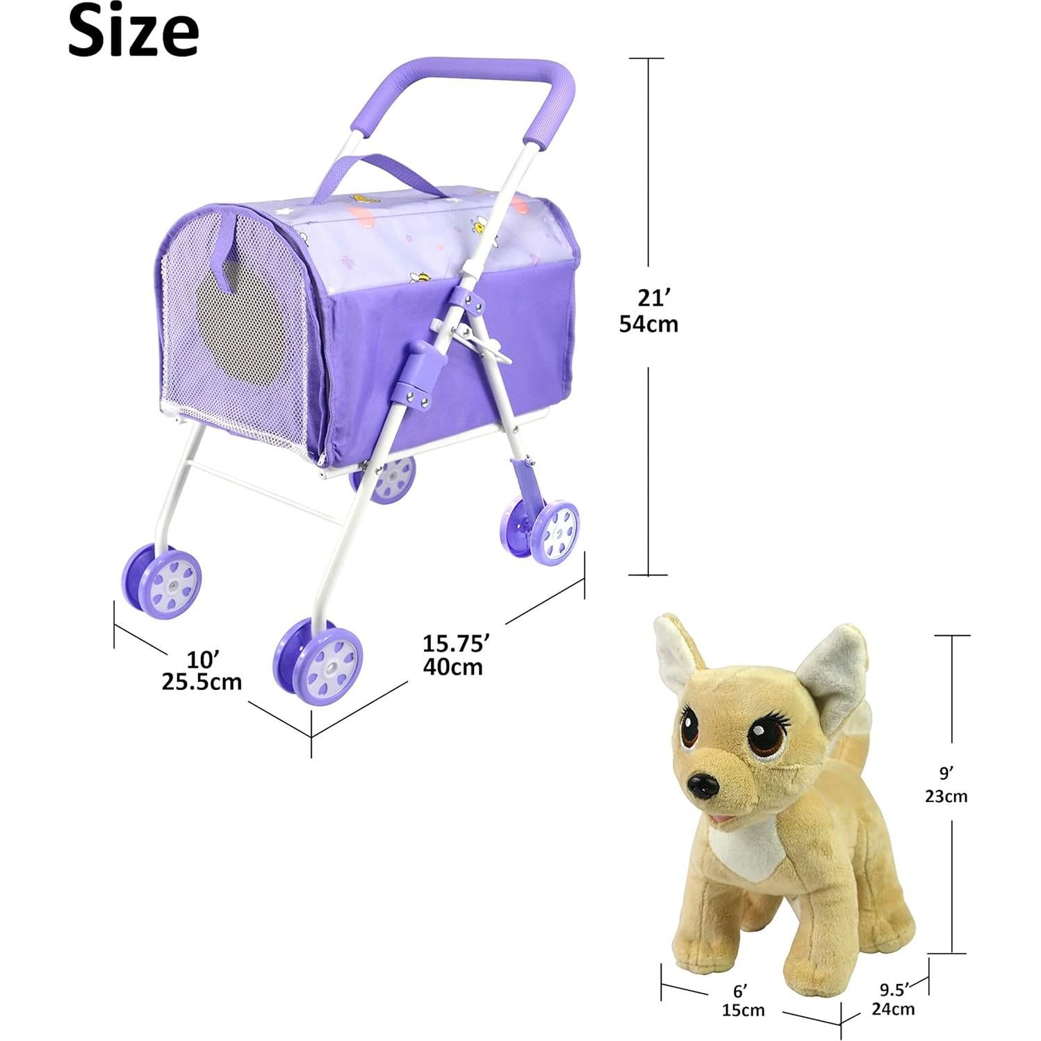 Carrito de Mascotas ANIVIA con Juguete de Perro Púrpura