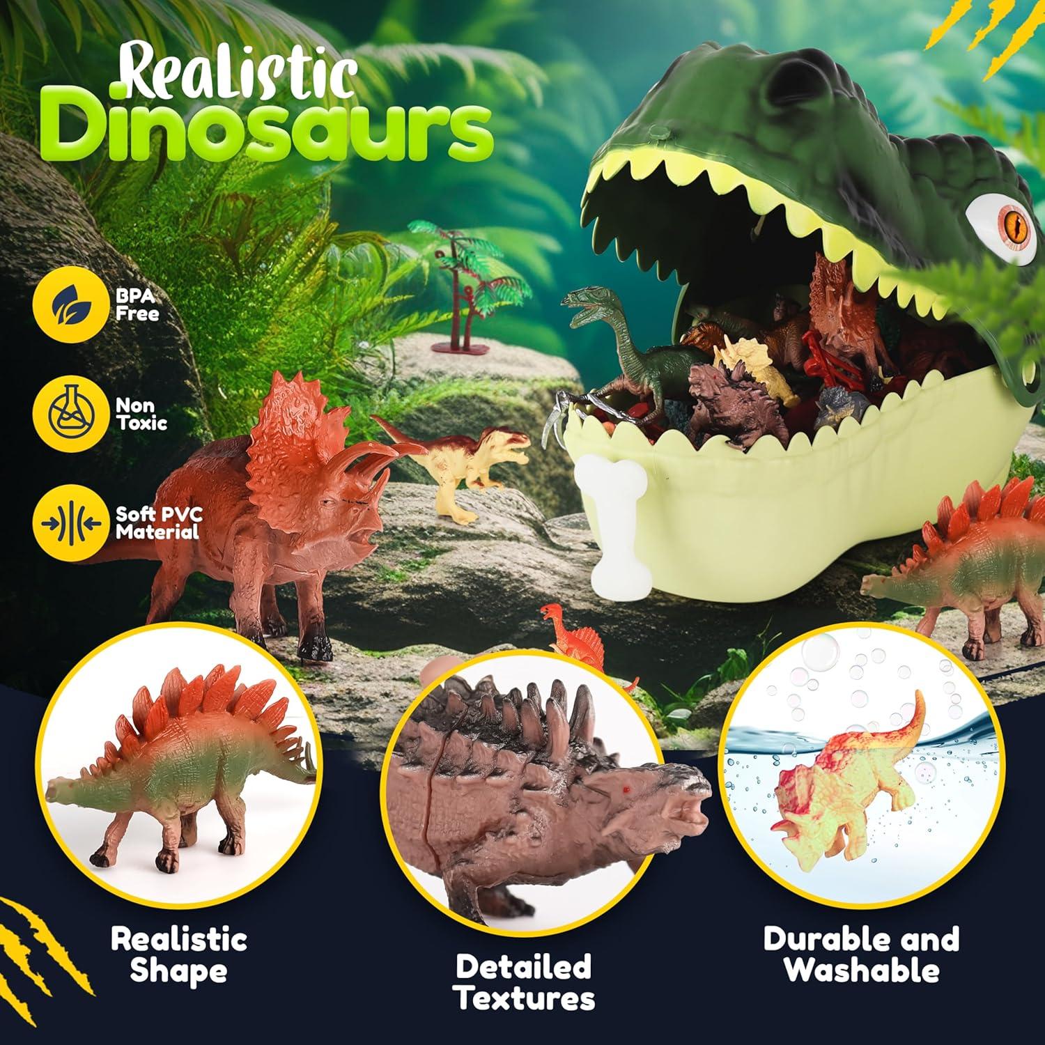 Set de Juguetes de Dinosaurios FINcredible - 47 Piezas para Niños 3-7 Años
