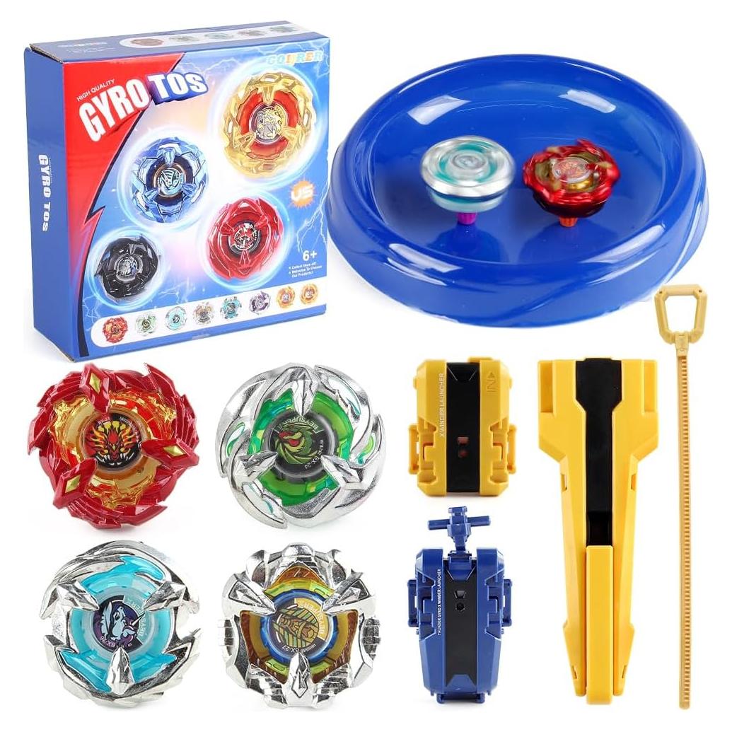 Conjunto de Batalla Juguete Hityblty 4 Trompos Giratorios