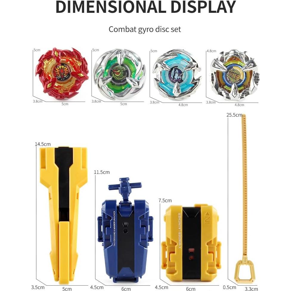 Conjunto de Batalla Juguete Hityblty 4 Trompos Giratorios