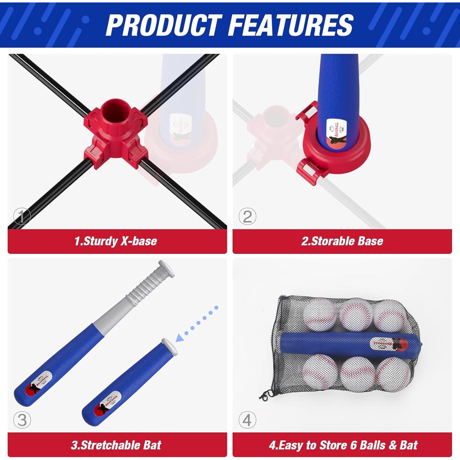 Set de béisbol 3 en 1 HYES para niños 3-5 años - Altura ajustable