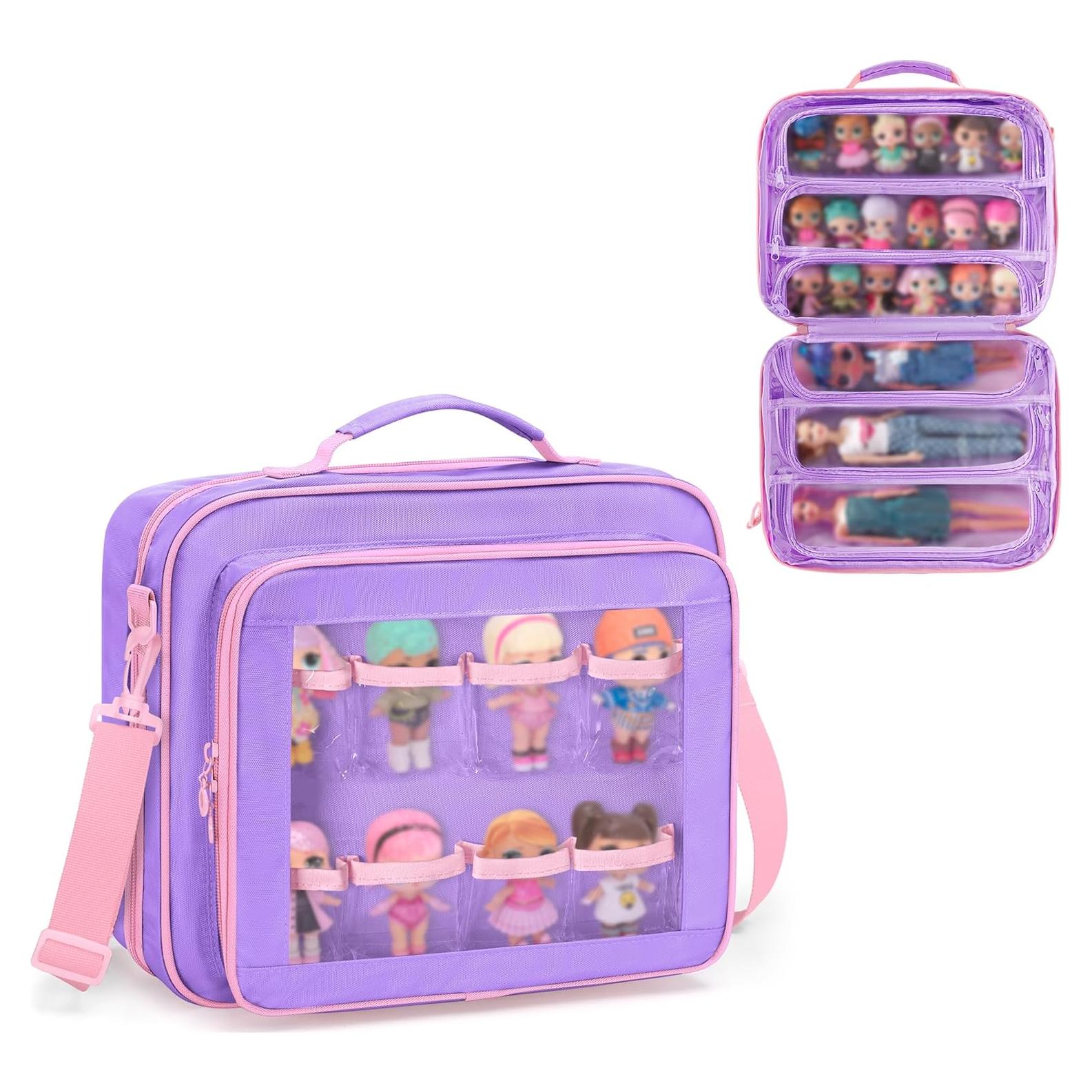 Funda para Muñecas GRAOSO Morado con 7 Bolsillos Transparentes