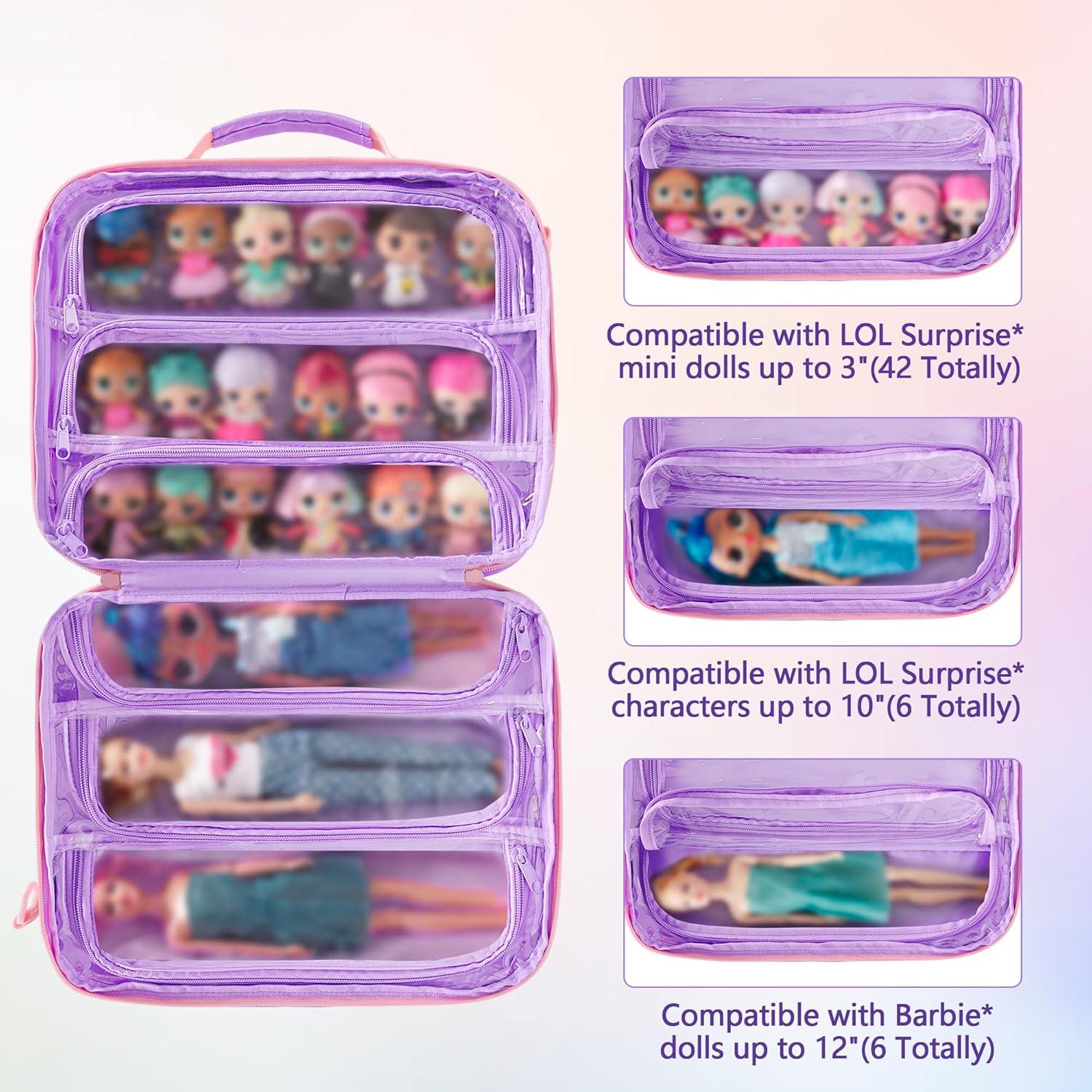 Funda para Muñecas GRAOSO Morado con 7 Bolsillos Transparentes