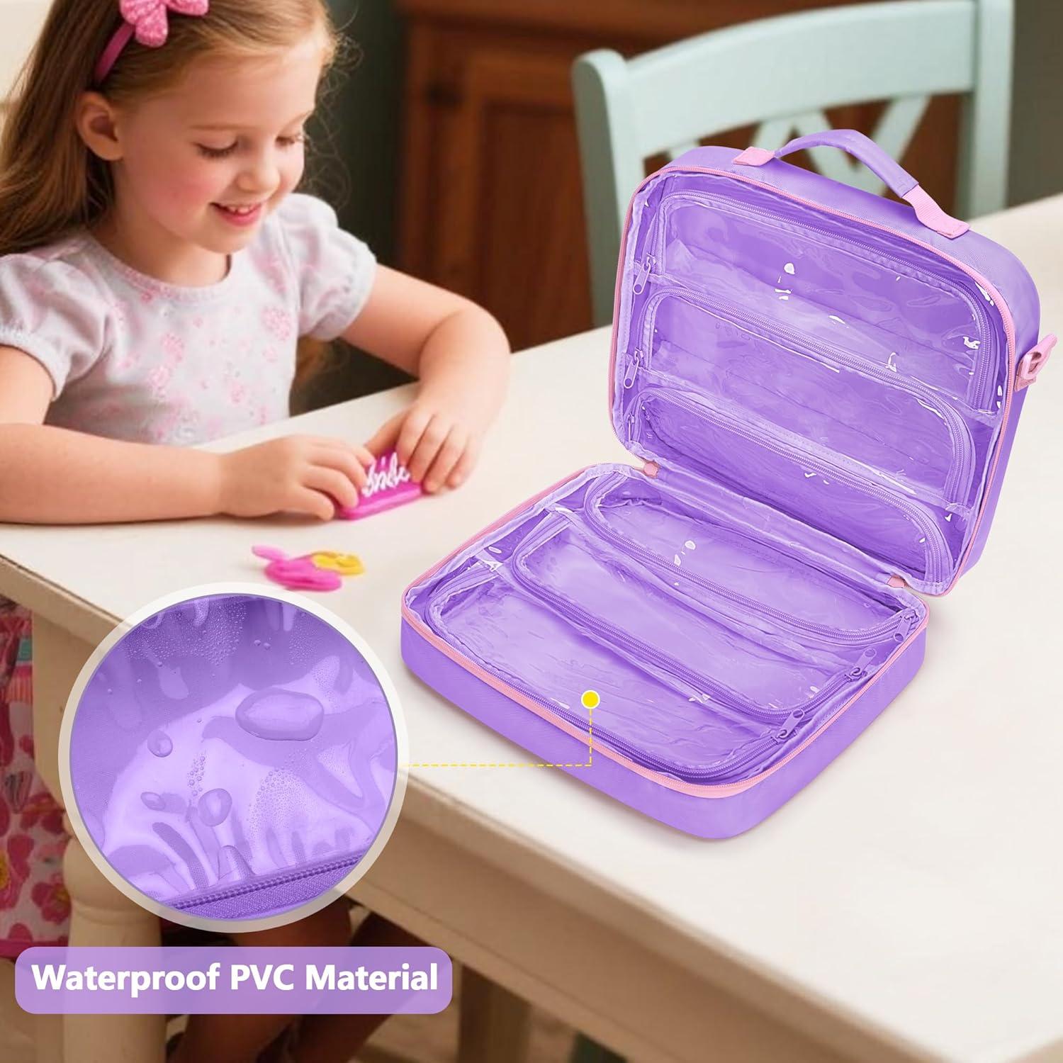 Funda para Muñecas GRAOSO Morado con 7 Bolsillos Transparentes