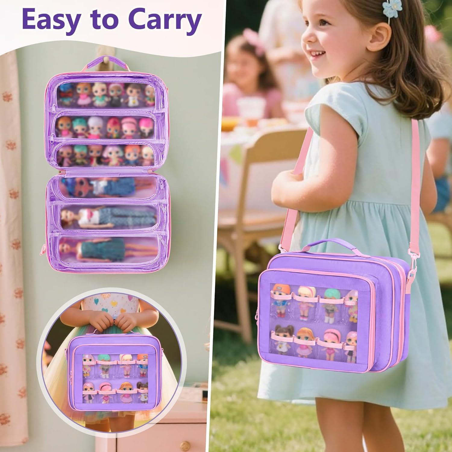 Funda para Muñecas GRAOSO Morado con 7 Bolsillos Transparentes