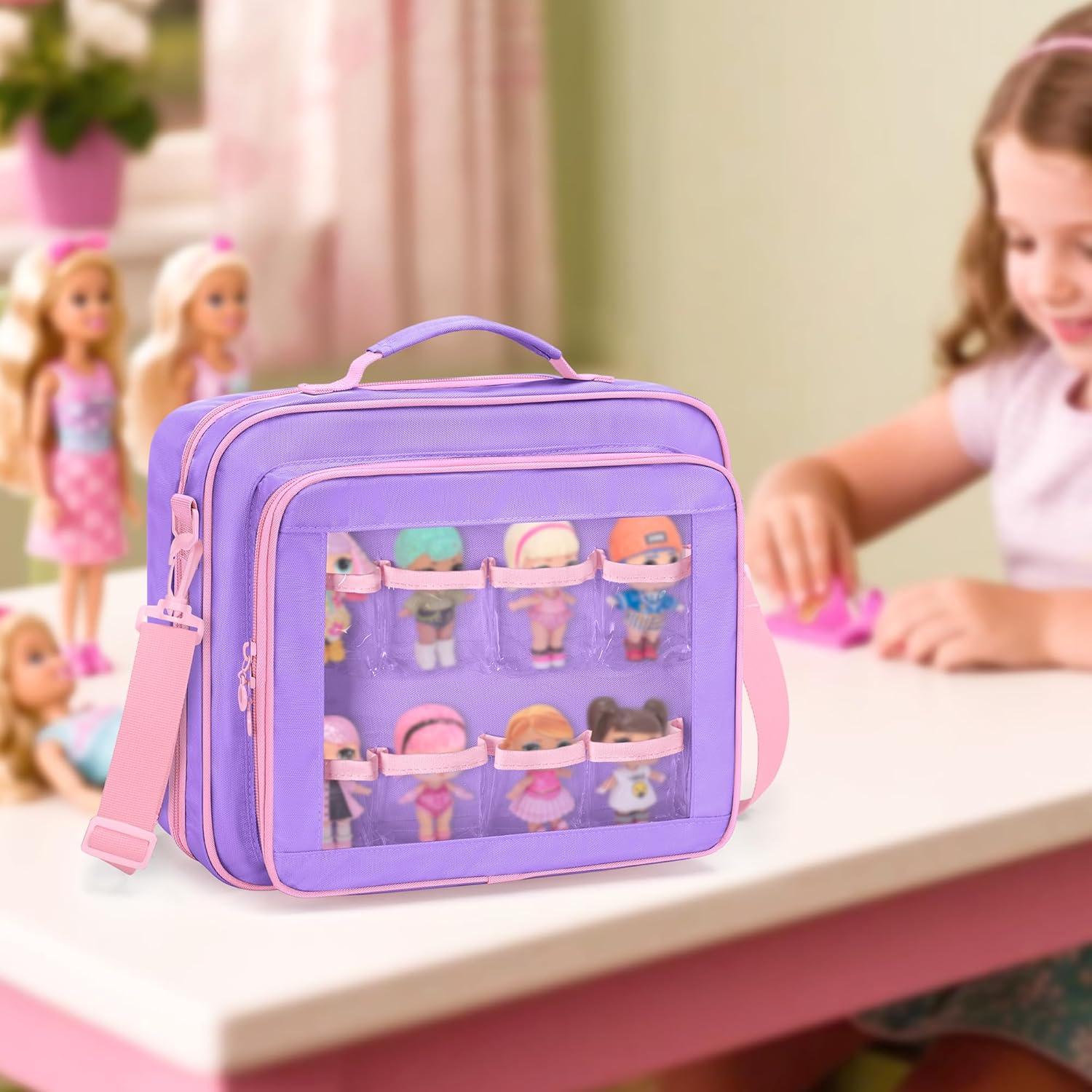 Funda para Muñecas GRAOSO Morado con 7 Bolsillos Transparentes