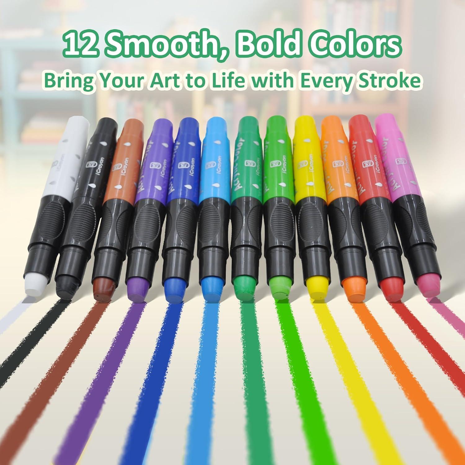 Crayones Retorcidos iCrayon 12 Colores No Tóxicos Lavables