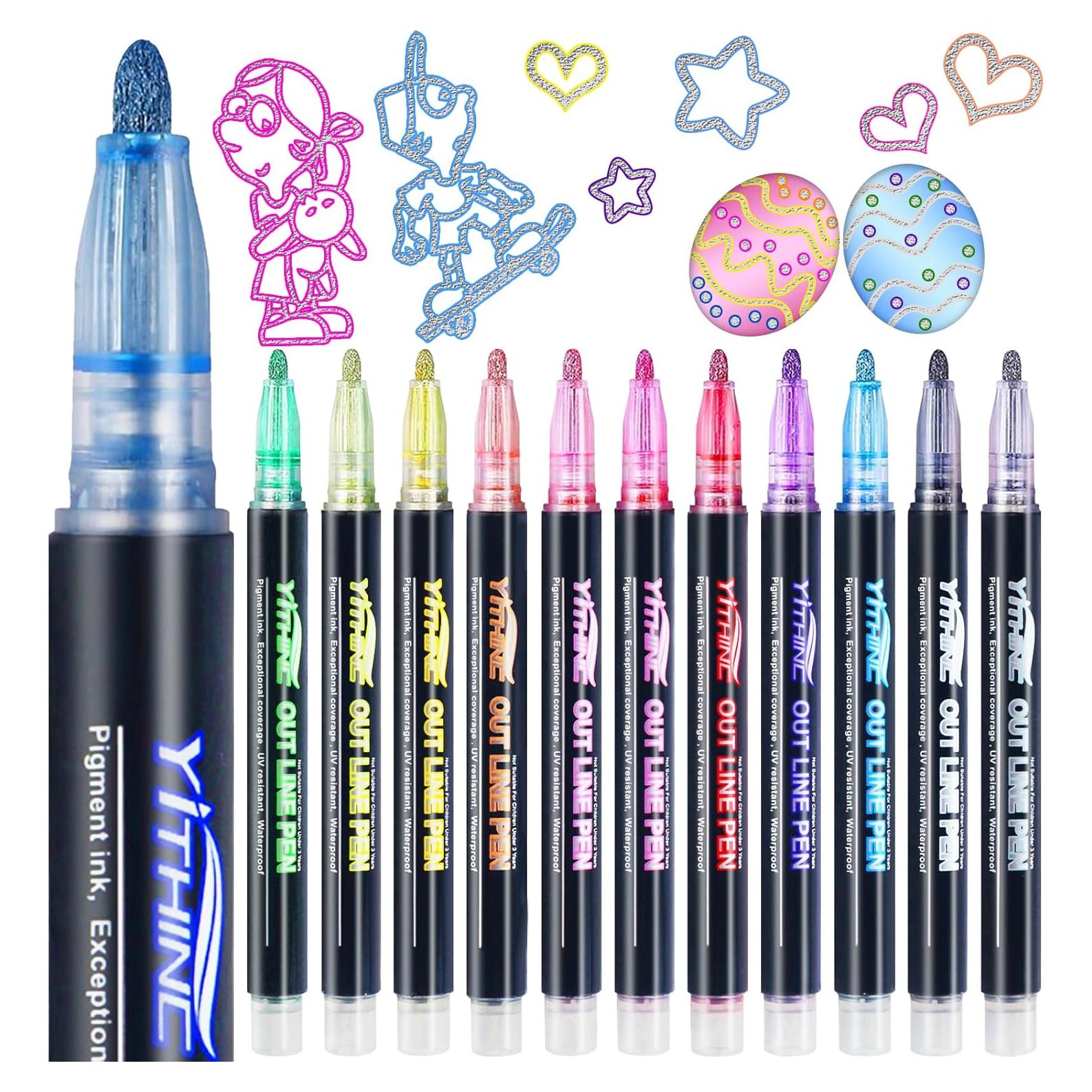 Marcadores de Gel Brillantes YITHINC, 12 Colores Metálicos