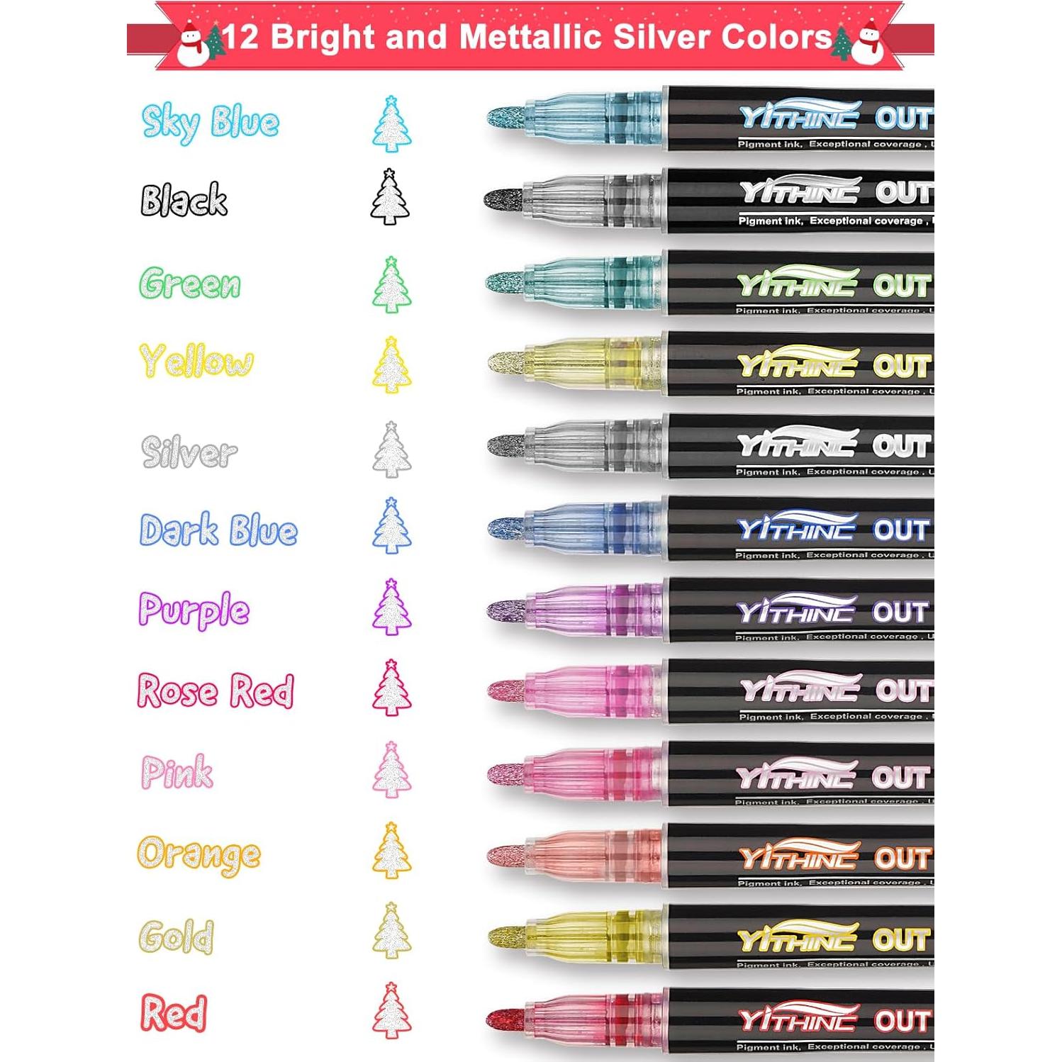 Marcadores de Gel Brillantes YITHINC, 12 Colores Metálicos