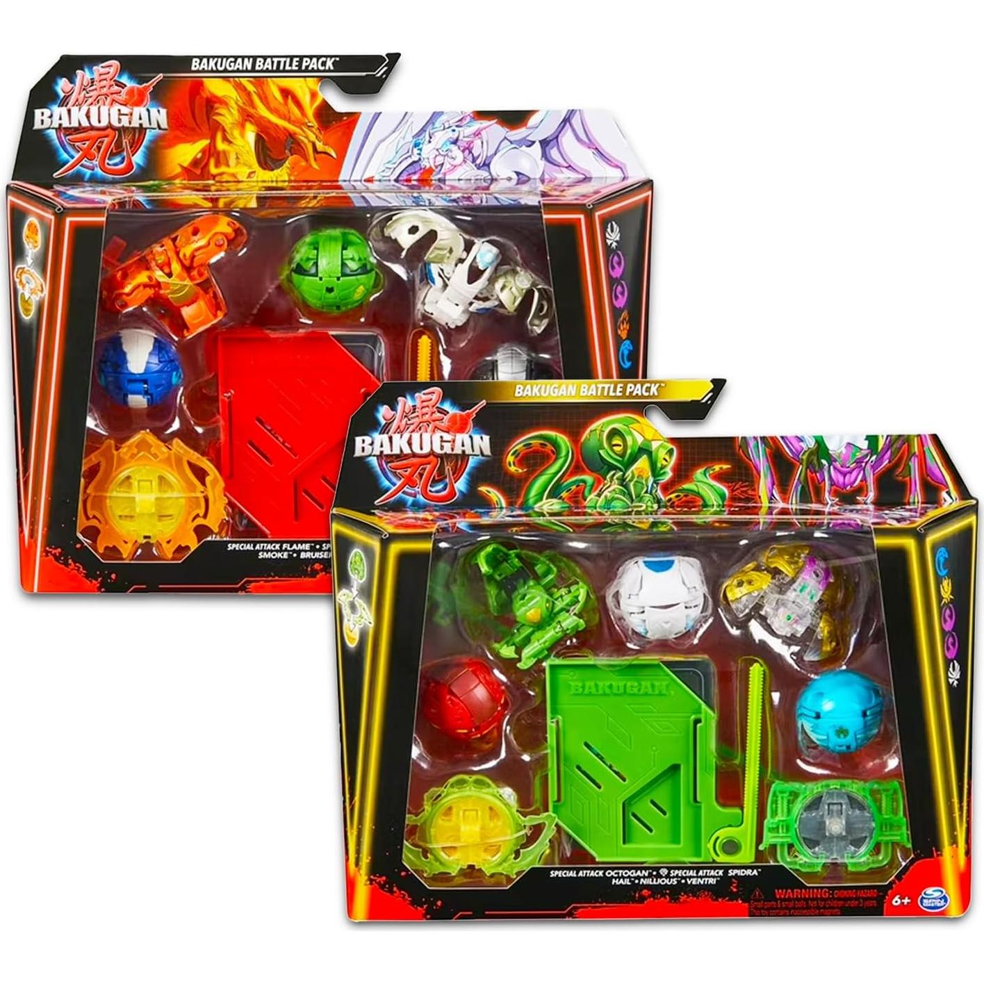 Paquete de Batalla Bakugan - 5 Figuras Giratorias + Tatuajes