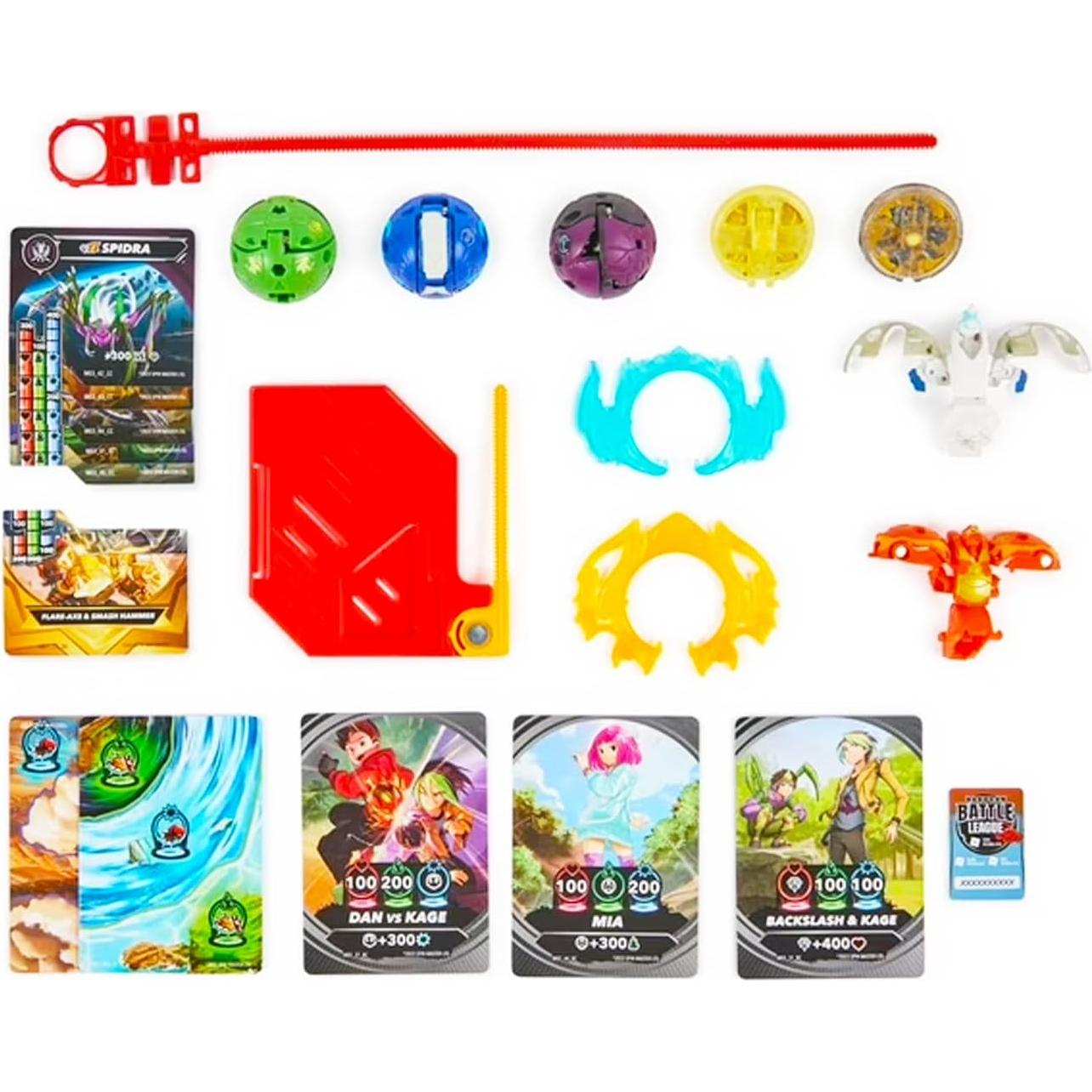 Paquete de Batalla Bakugan - 5 Figuras Giratorias + Tatuajes