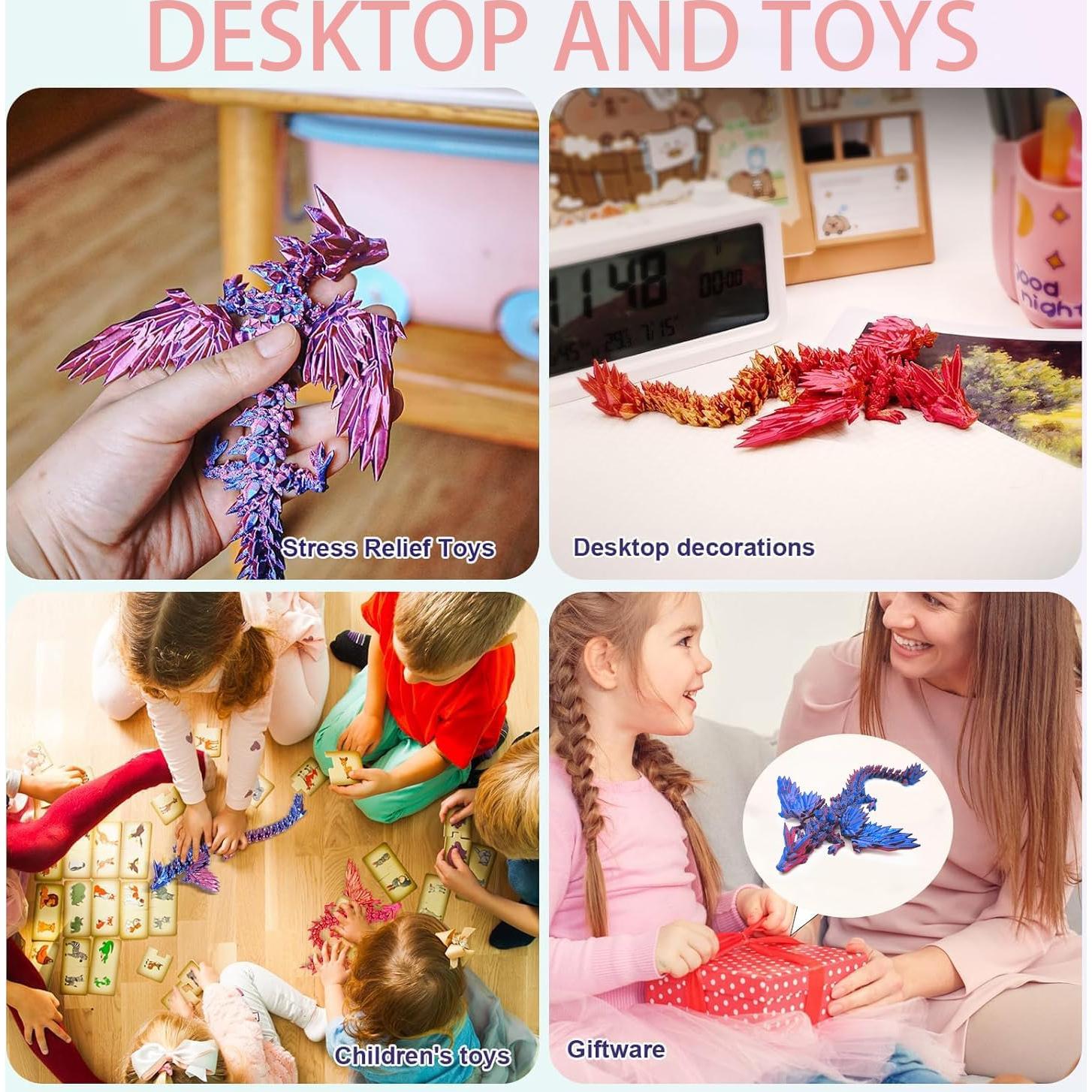 Dragón Articulado Impreso en 3D - Huevo Sorpresa Púrpura