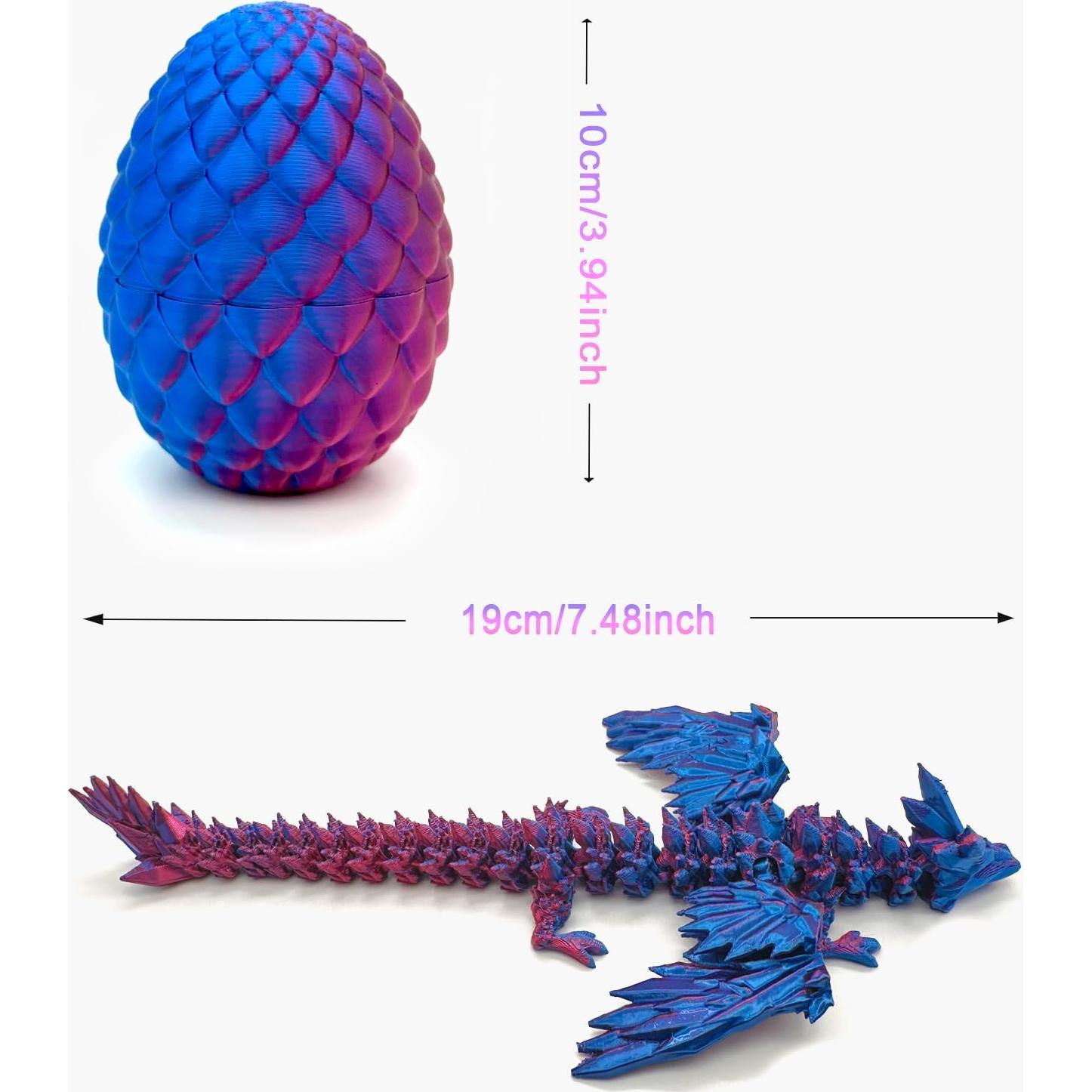Dragón Articulado Impreso en 3D - Huevo Sorpresa Púrpura