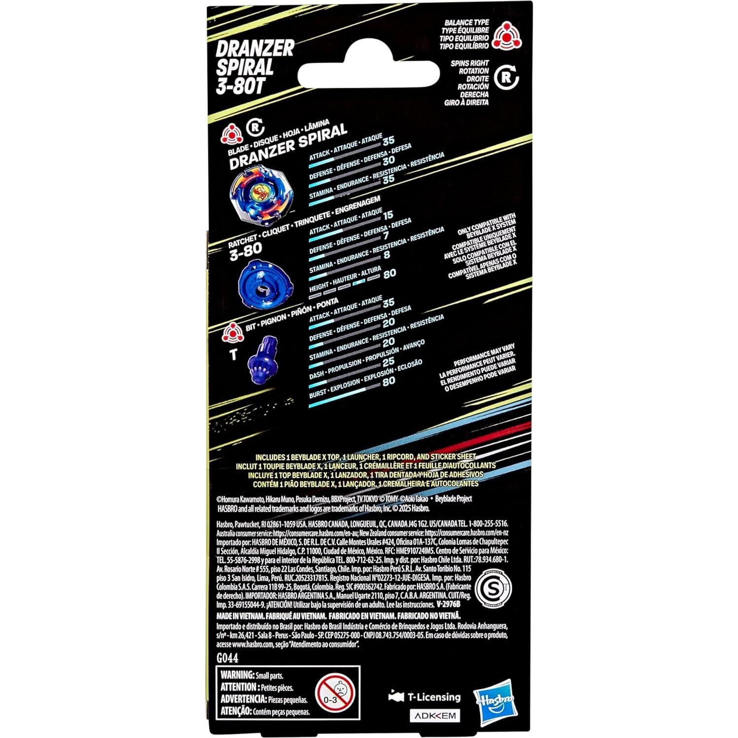 Beyblade X Dranzer Espiral 3-80T Tipo Balance con Lanzador