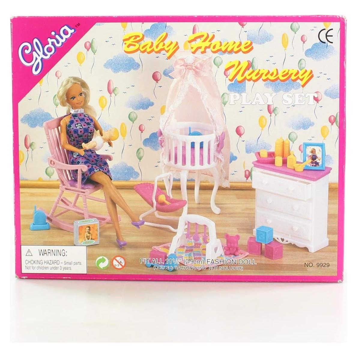 Gloria Dollhouse Furniture - Baby Home Nursery Playset