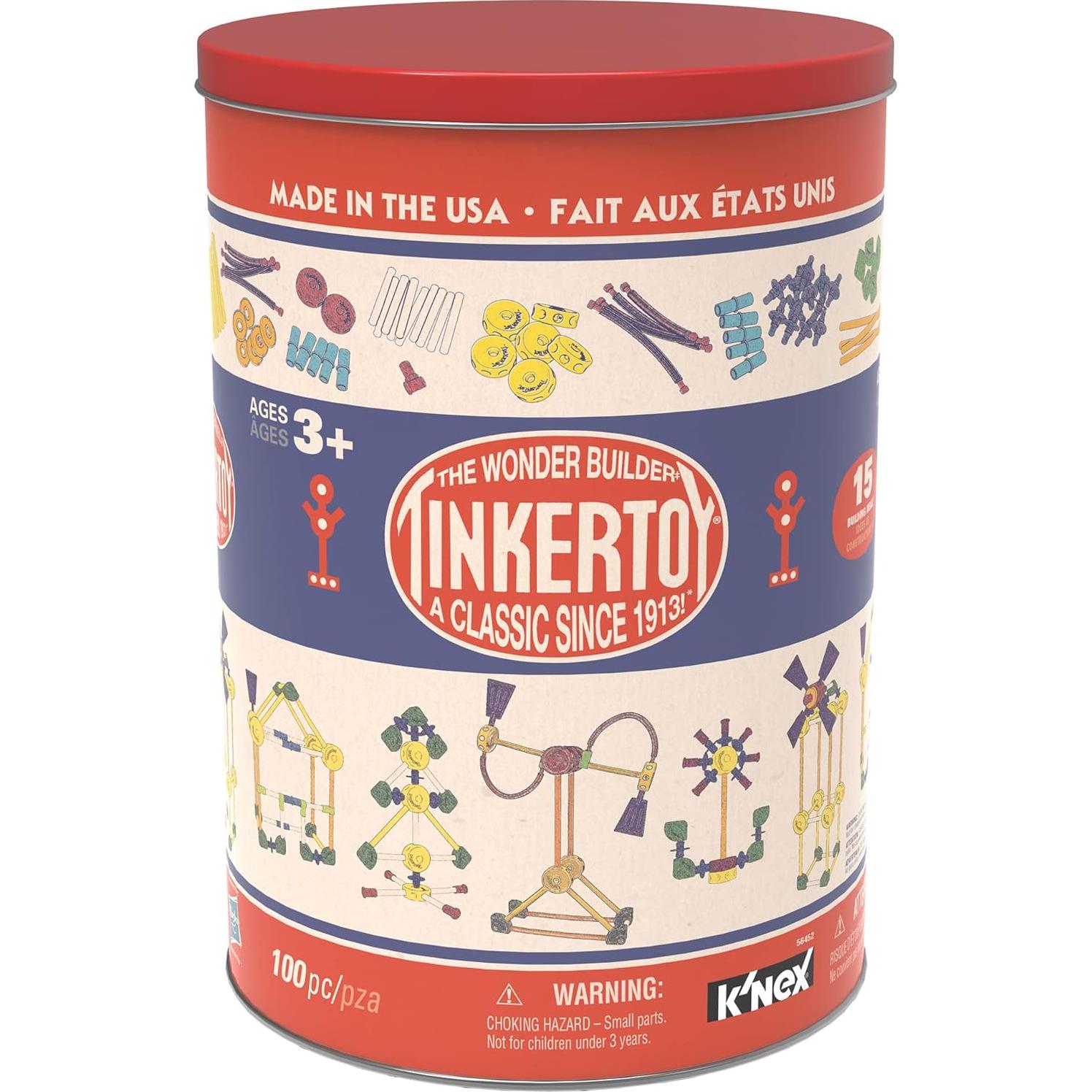 Set de Construcción Tinkertoy - 100 Piezas - Lata Retro