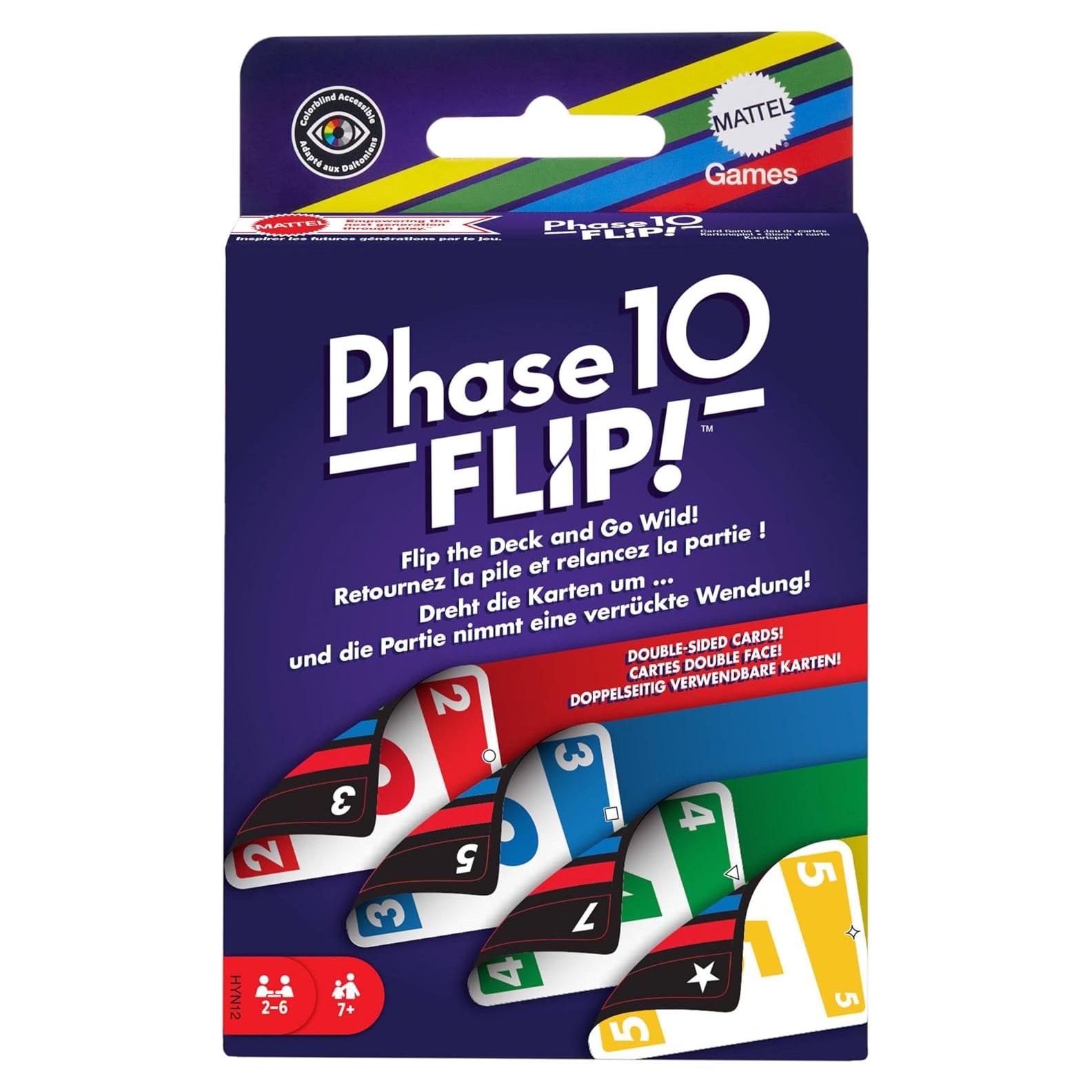 Juego de Cartas Phase 10 Flip Mattel - Familiar 2-6 Jugadores