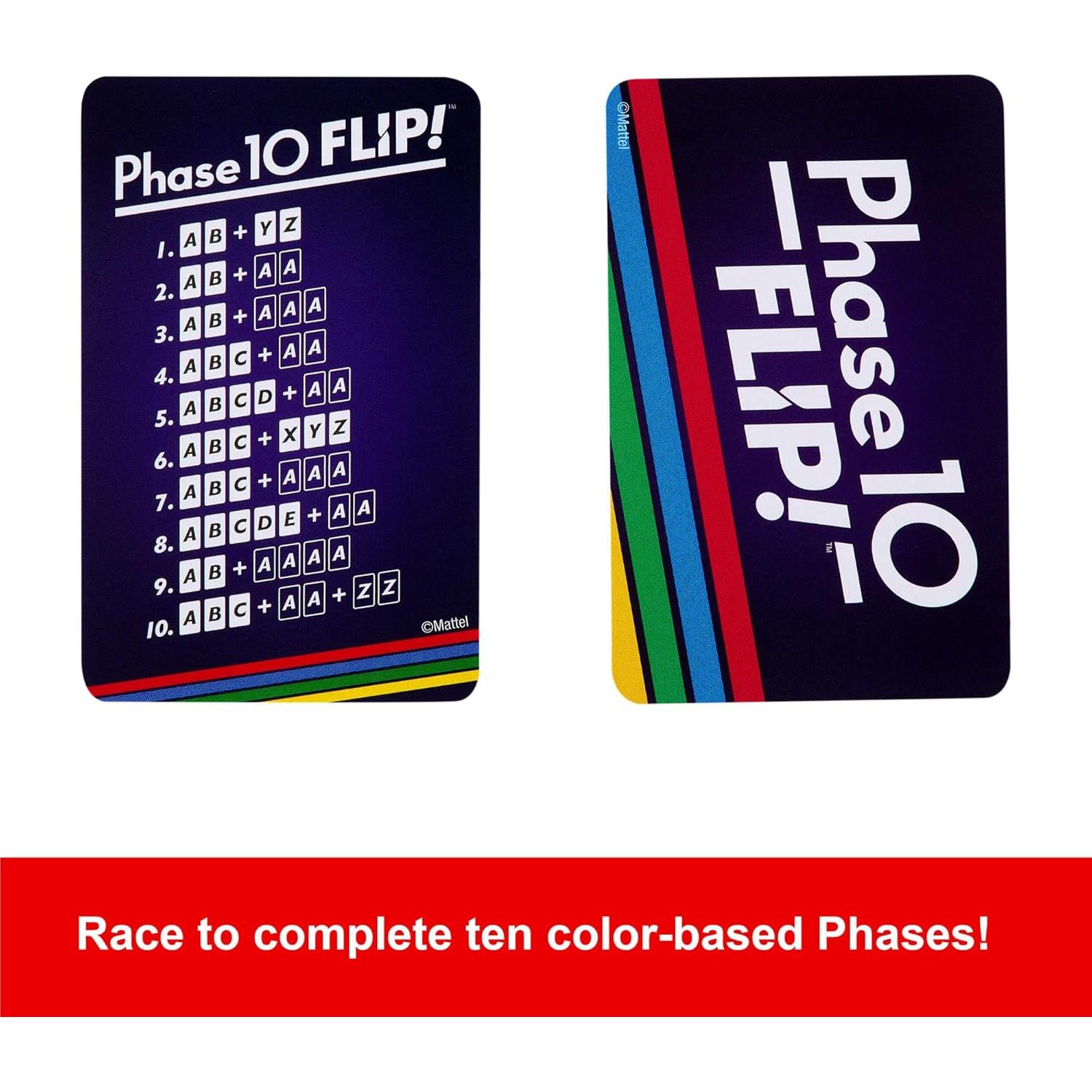Juego de Cartas Phase 10 Flip Mattel - Familiar 2-6 Jugadores