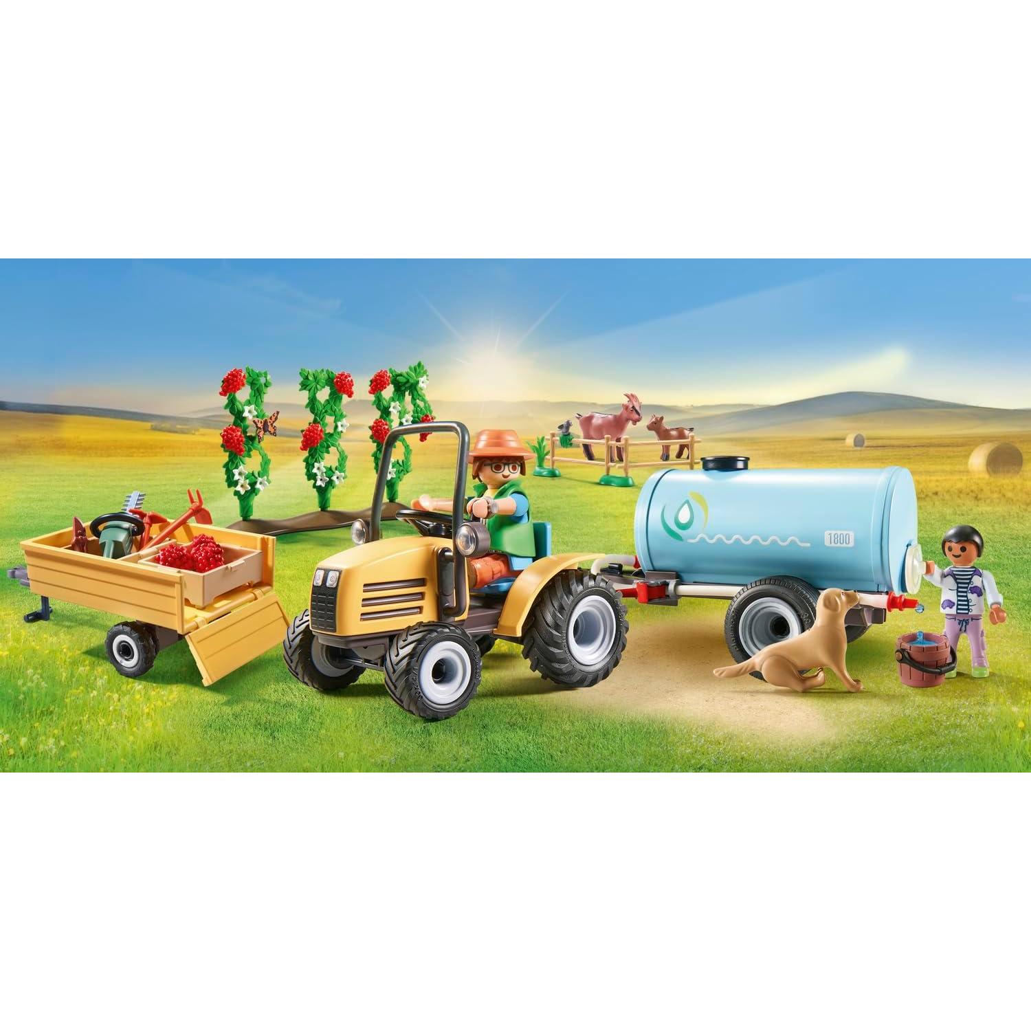 PLAYMOBIL Tractor con Remolque y Tanque 71442 - Juego de Granja