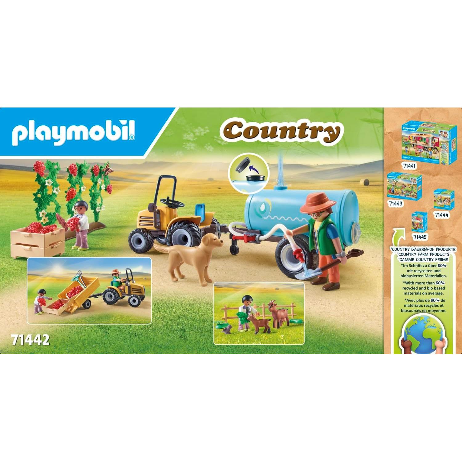 PLAYMOBIL Tractor con Remolque y Tanque 71442 - Juego de Granja