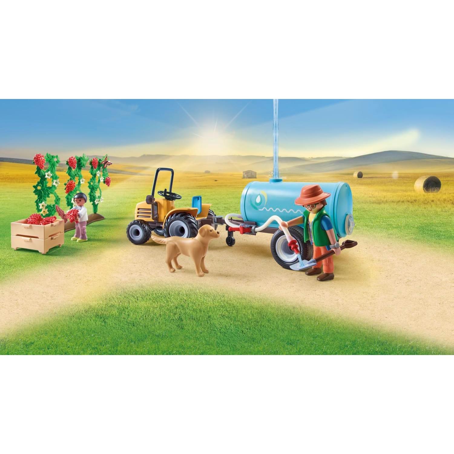 PLAYMOBIL Tractor con Remolque y Tanque 71442 - Juego de Granja